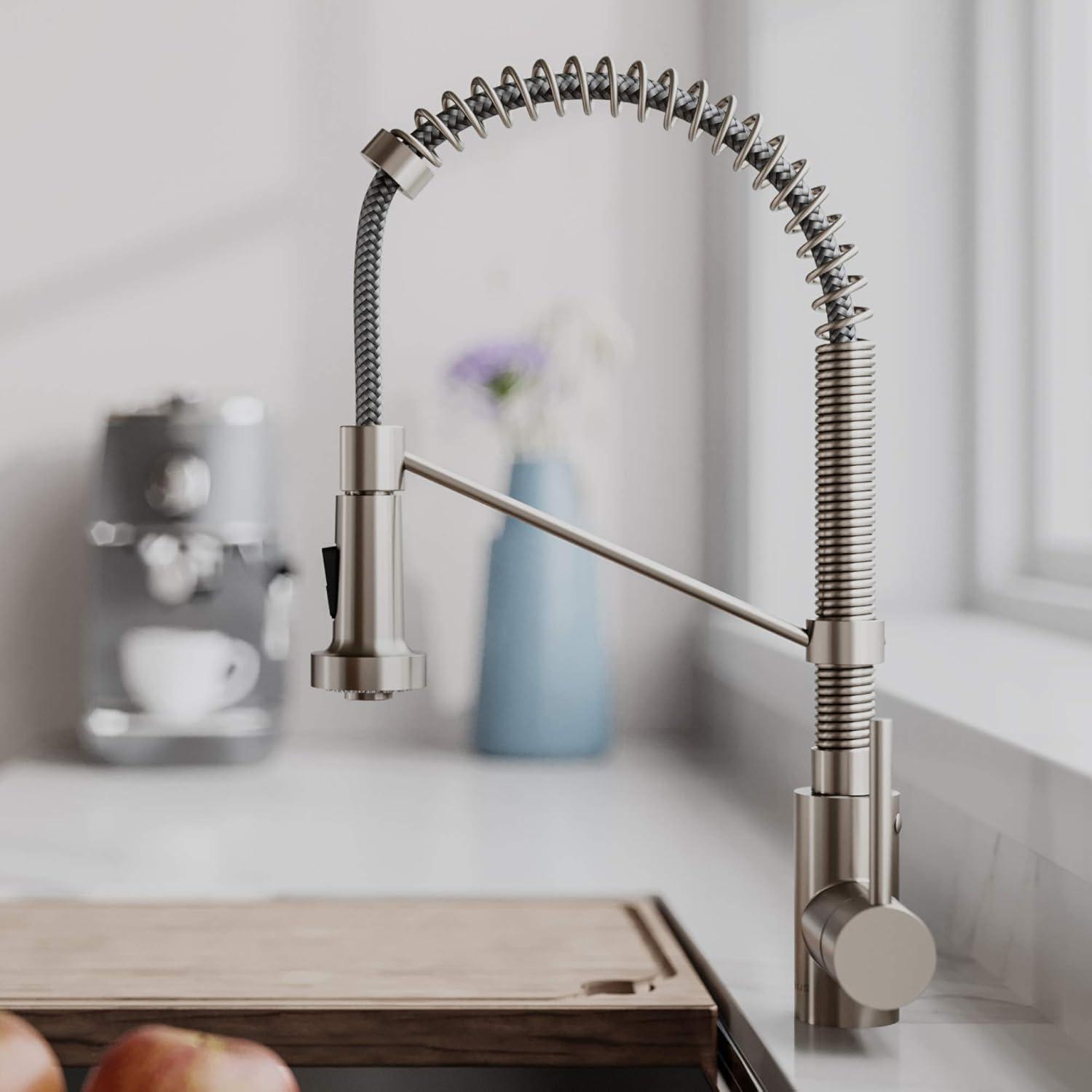 KRAUS Bolden Commercial Style 2-Function Single Handle Pull Down Kitchen Faucet with Soap Dispenser