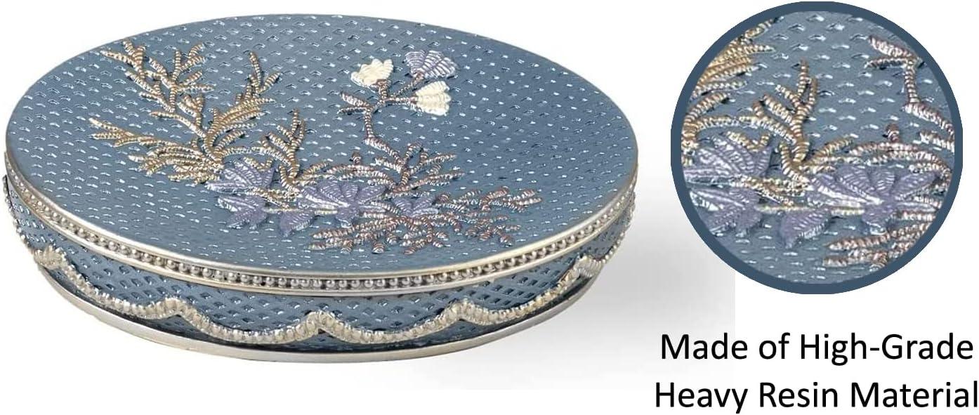 Zahari Home 4pc Capri Bathroom Accessories Sets Modern Classic Soap Dispenser, Tumbler, Tooth Brush Holder and Soap Dish Holder Unique Design Royal Blue Bathroom Set