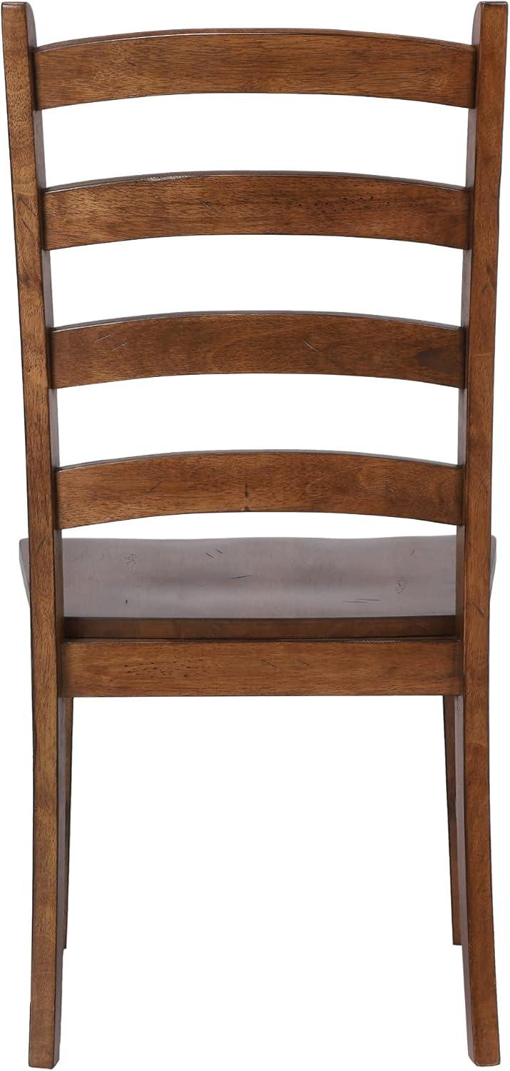 Amish Brown Wooden Ladderback Dining Side Chair