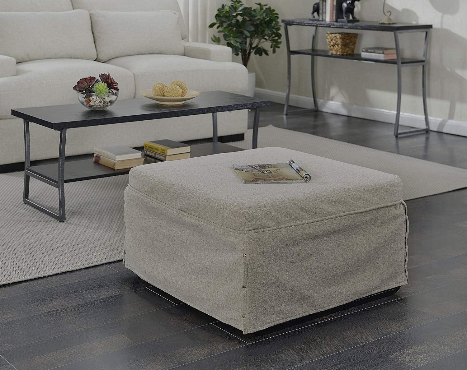 Convenience Concepts Designs4Comfort Folding Bed Ottoman, Soft Beige Fabric