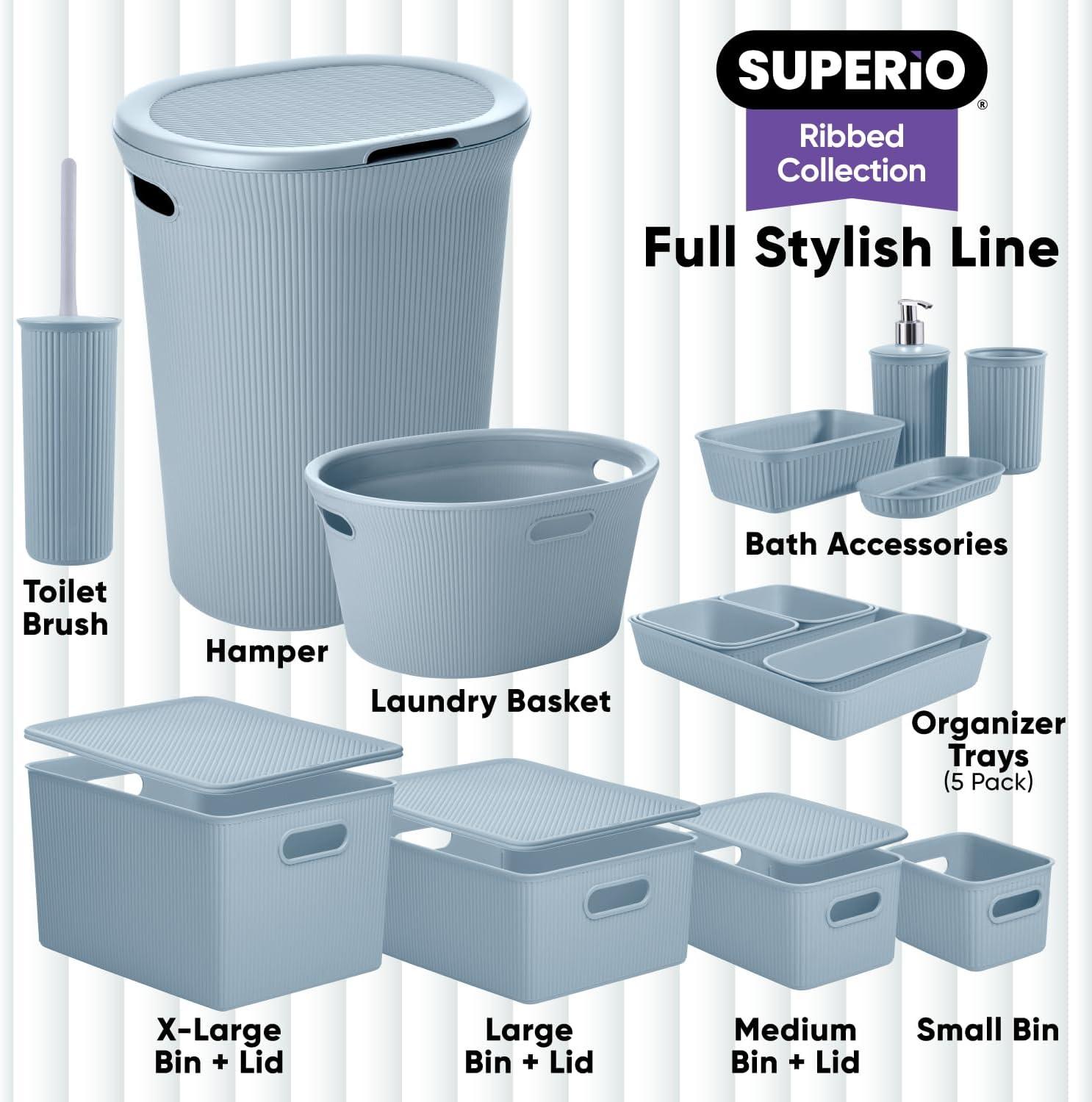 Superio Ribbed Plastic Basket Set