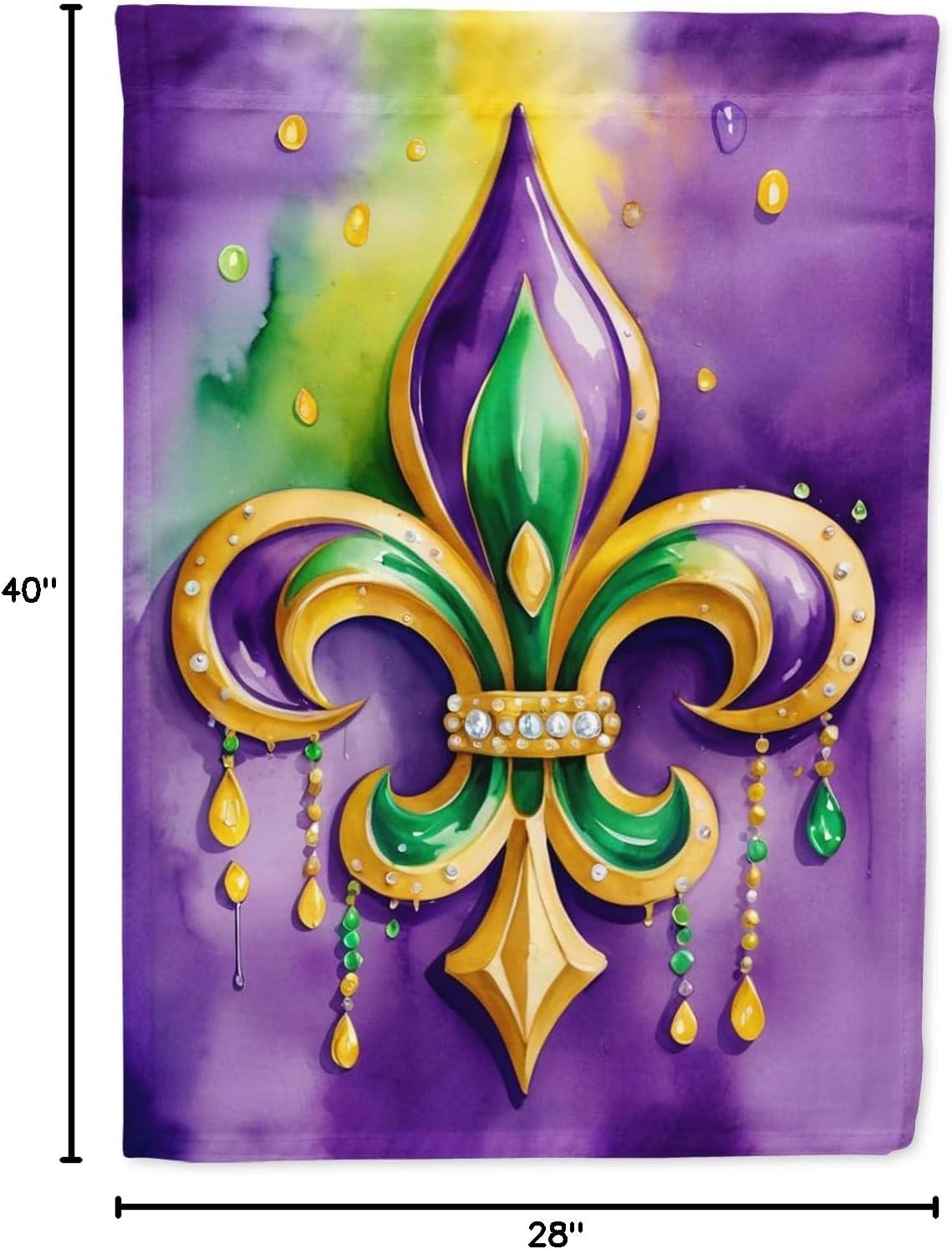 Fleur de lis Mardi Gras House Flag 28 in x 40 in