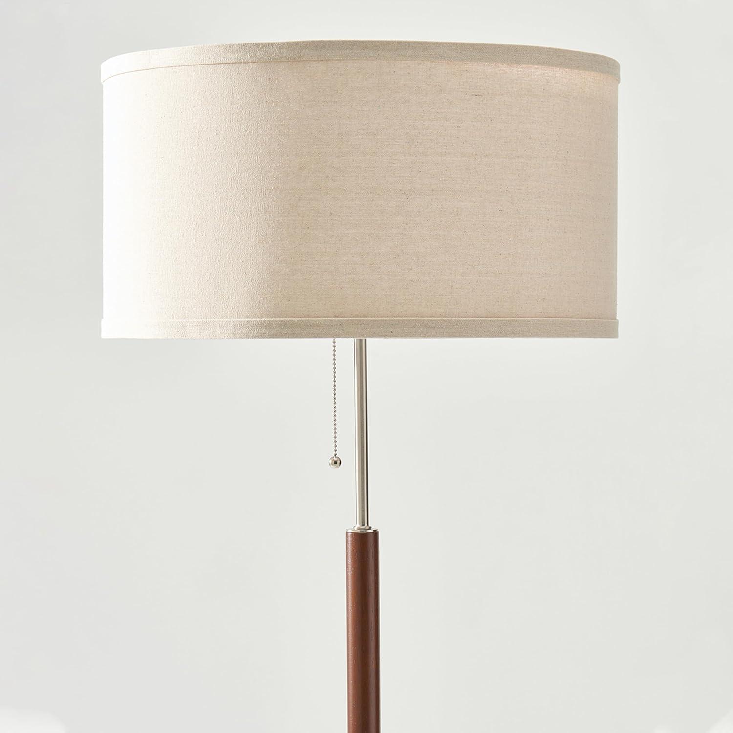 Silver Stick Modern LED Floor Lamp with Linen Shade