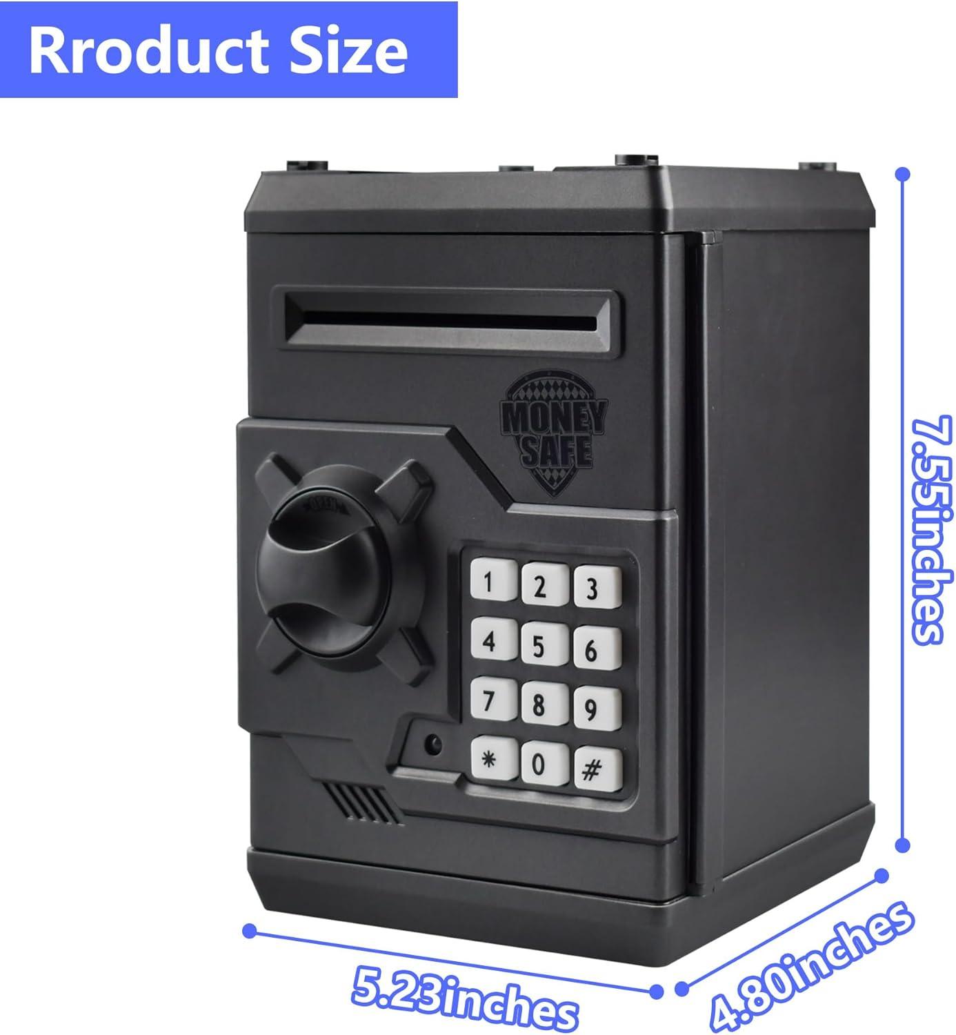 HUSAN Piggy Banks Money Banks for Kids, Electronic Password Code Money Banks ATM Banks Box Coin Bank for Children Boys and Girls (Iron Gray)