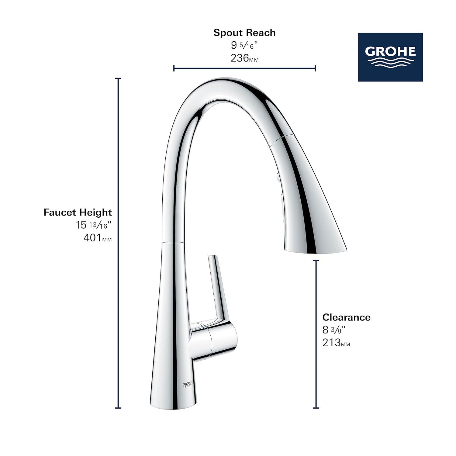 ZEDRA Single-Handle Pull Down Kitchen Faucet Triple Spray 1.75 GPM