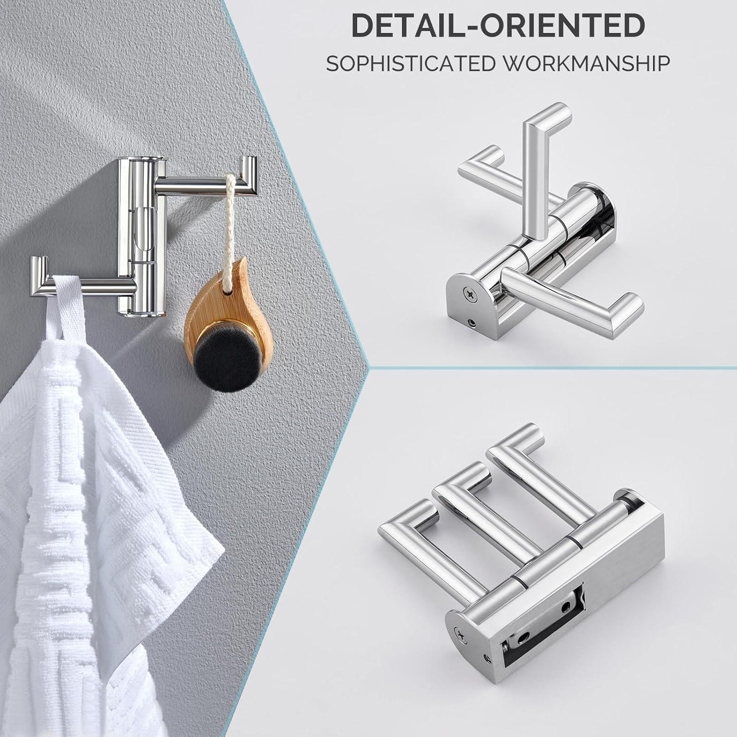 Wall Mounted Stainless Steel Triple SwivelTowel Hook