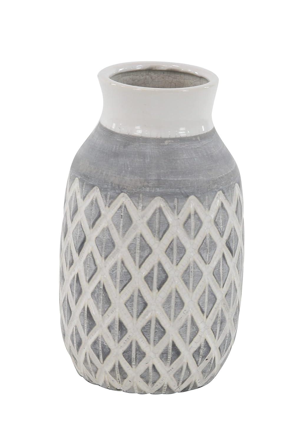 DecMode Jarrón de Cerámica Gris de 14"
