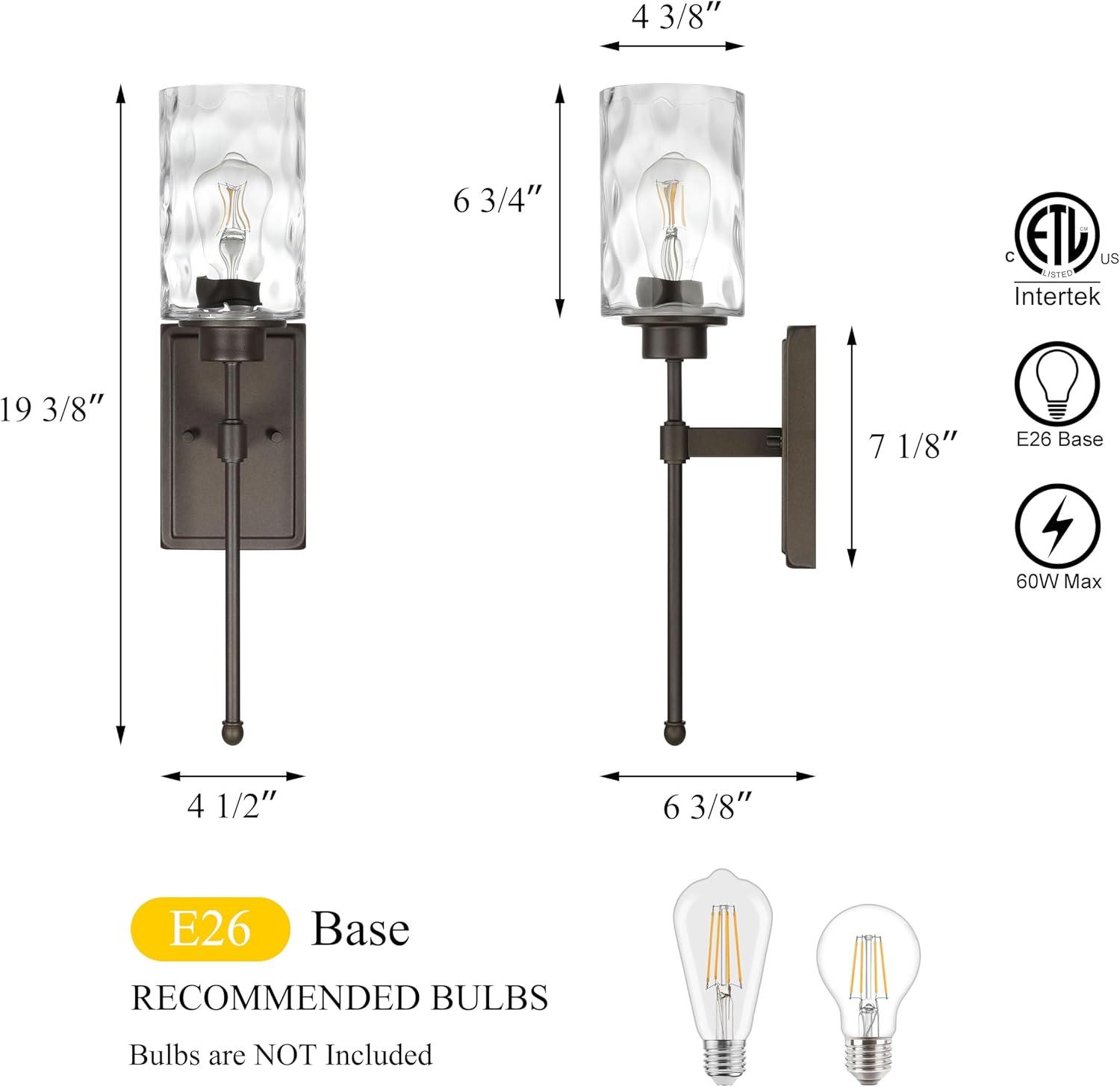 Pieternella Wall Sconce 1 Light Sconces Wall Lighting With Glass, Modern Bathroom Vanity Light