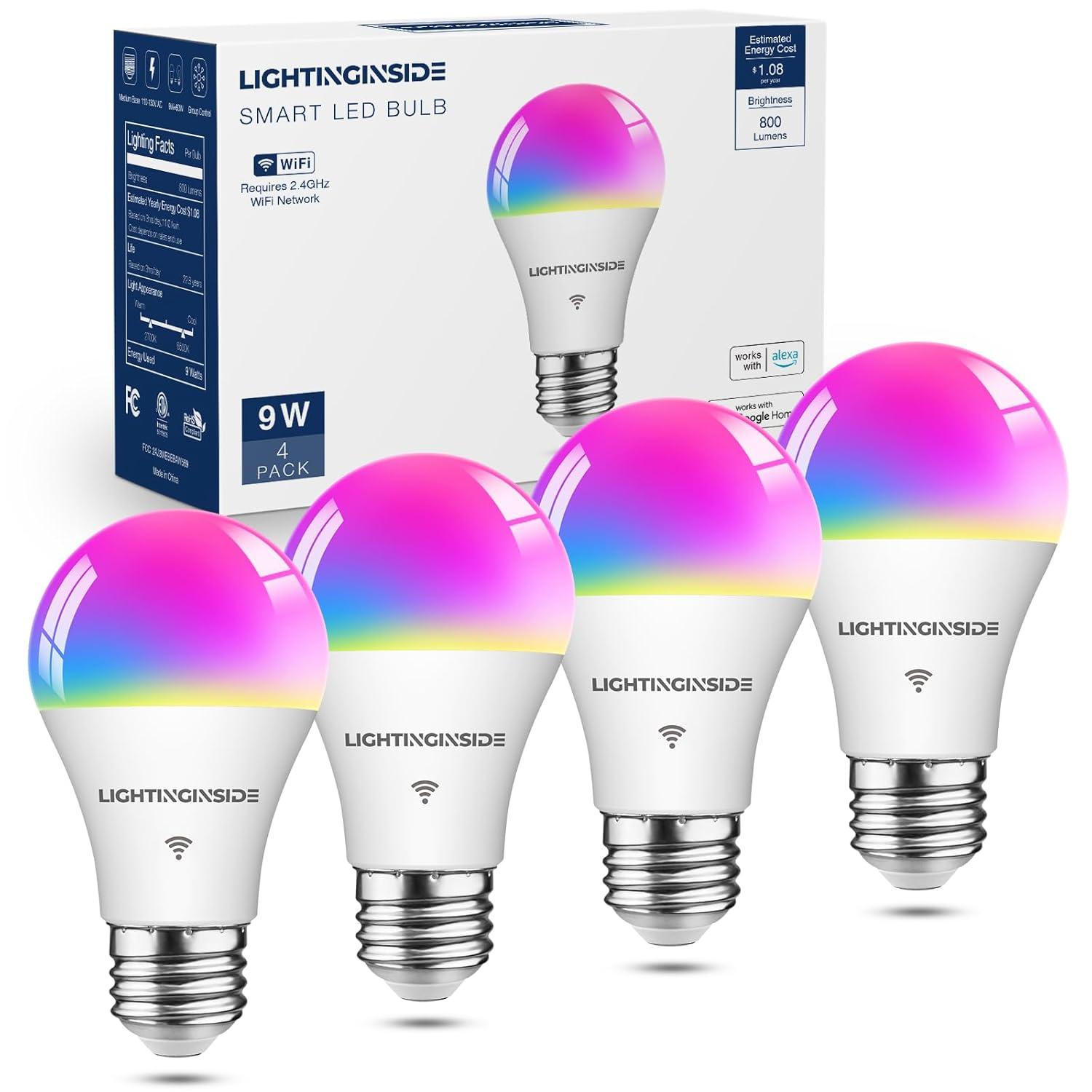 Candelabra Smart Light Bulbs 60W Equivalent, 500LM 6W E12 LED Bulb Compatible with Alexa/Google Home, RGBCW Candle Bulb for Chandelier, No Hub Required, 2.4G WiFi Only, ETL Listed, 1PC
