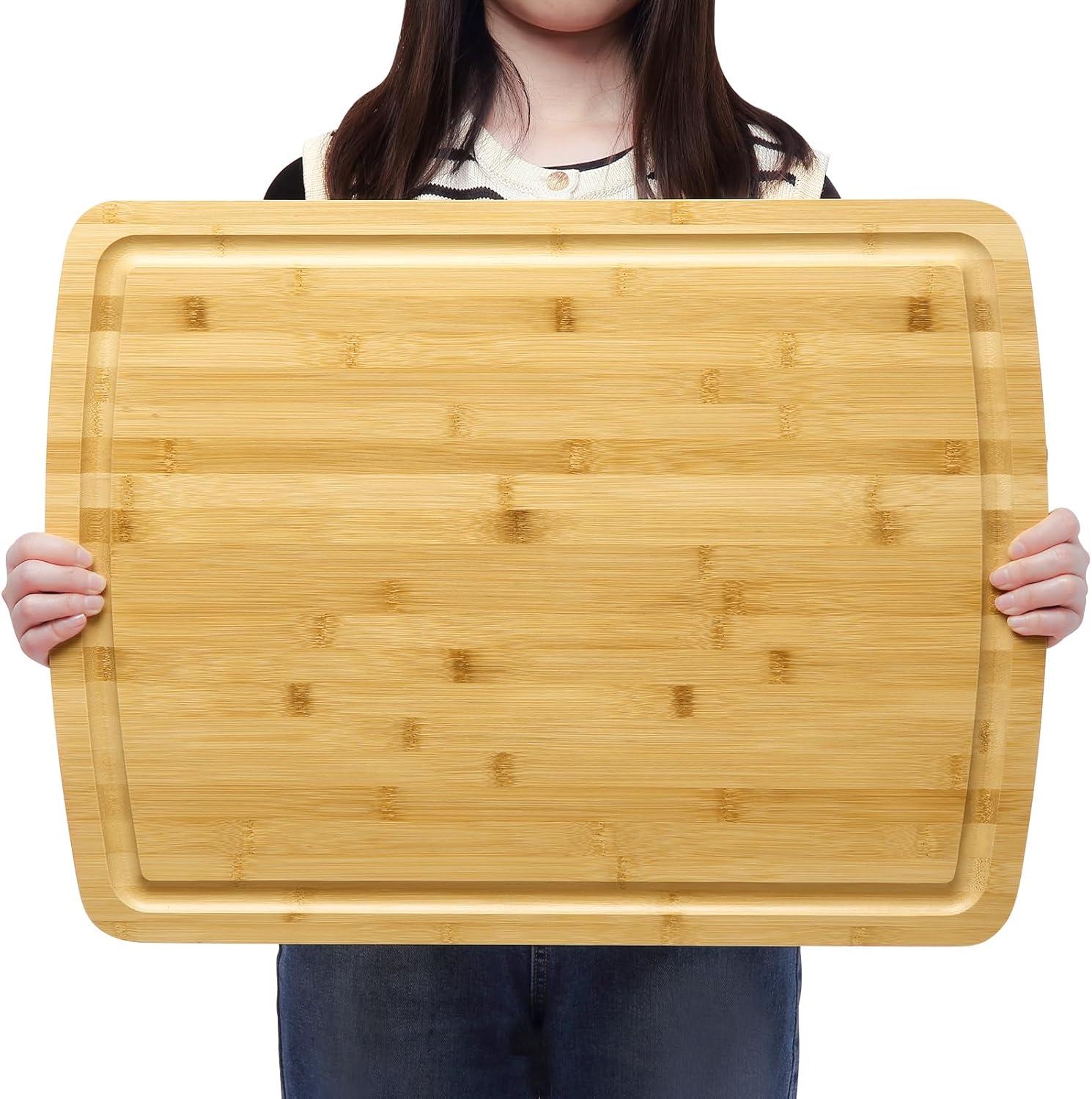 Extra Large Bamboo Cutting Board with Juice Groove, 24" x 18"