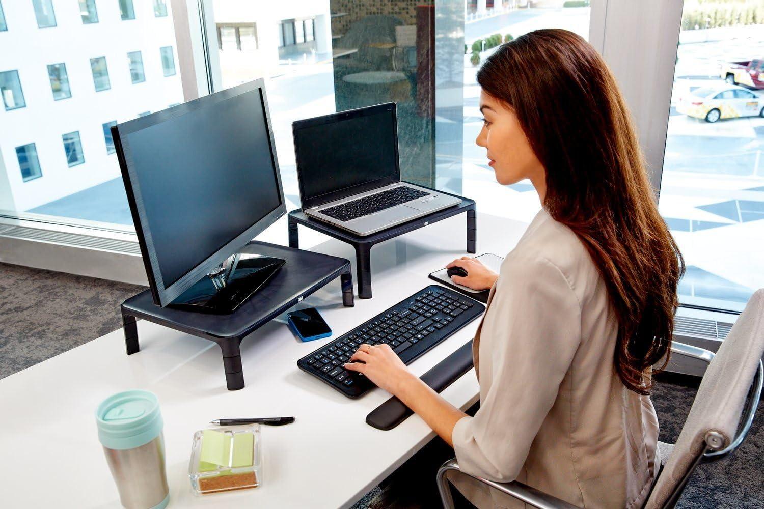 Adjustable Black Plastic Monitor Stand with Height Adjustment