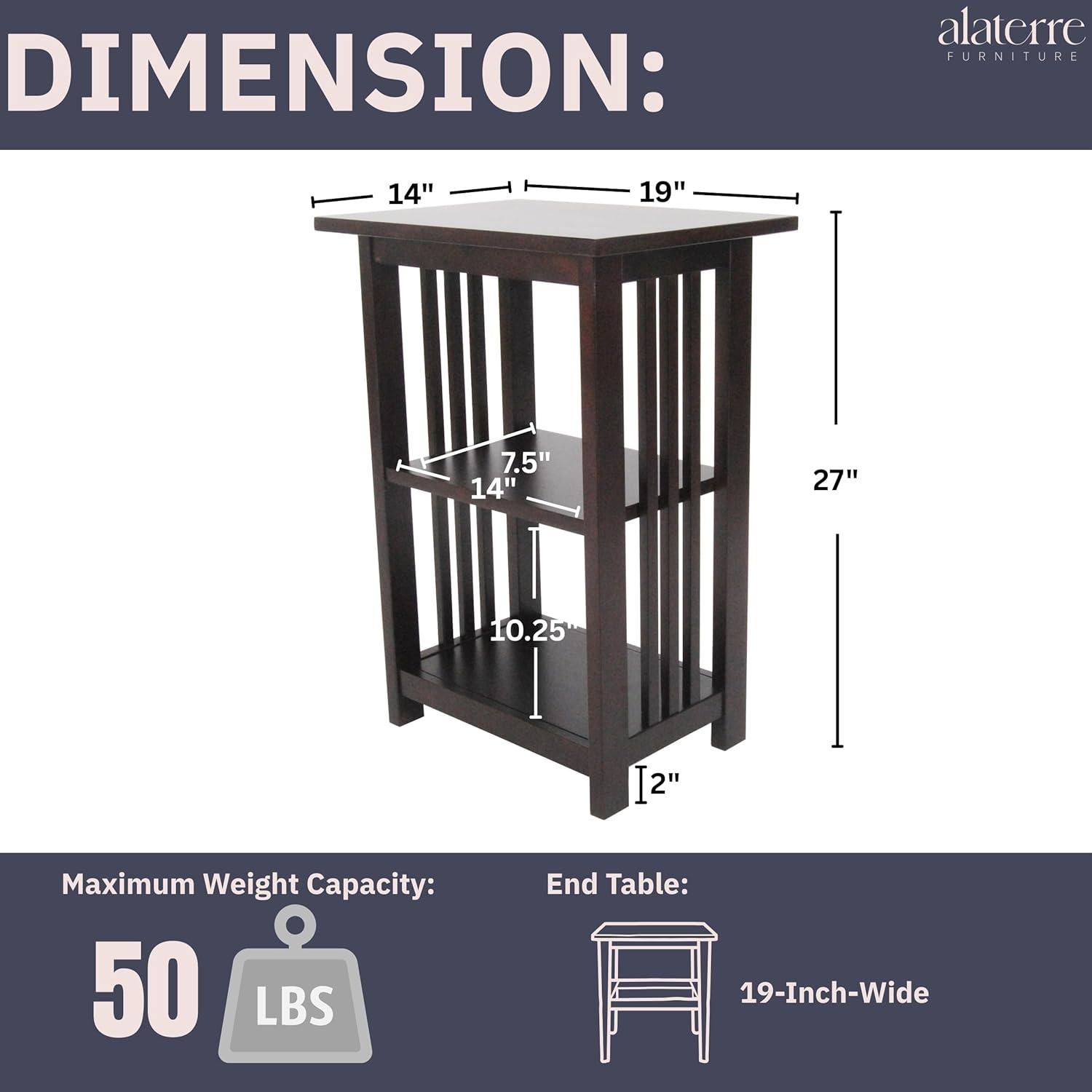 2-shelf End Table Wood Espresso - Alaterre Furniture