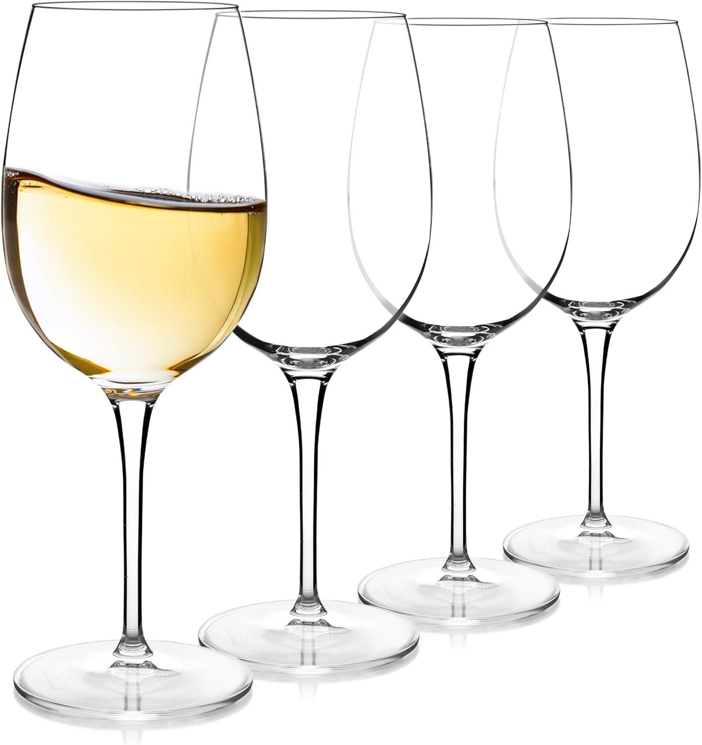 Luigi Bormioli Crescendo 12.75-Ounce Chardonnay Wine Glasses, 4-Piece, 12.75 oz.