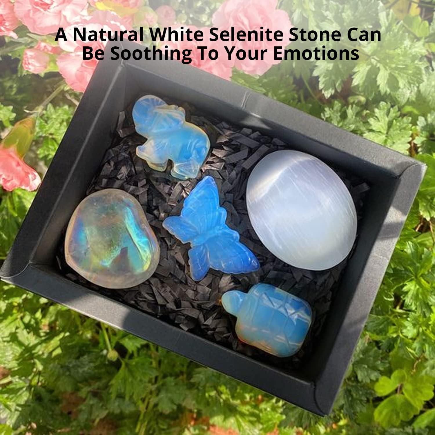 White Selenite Crystal Healing Palm Stone