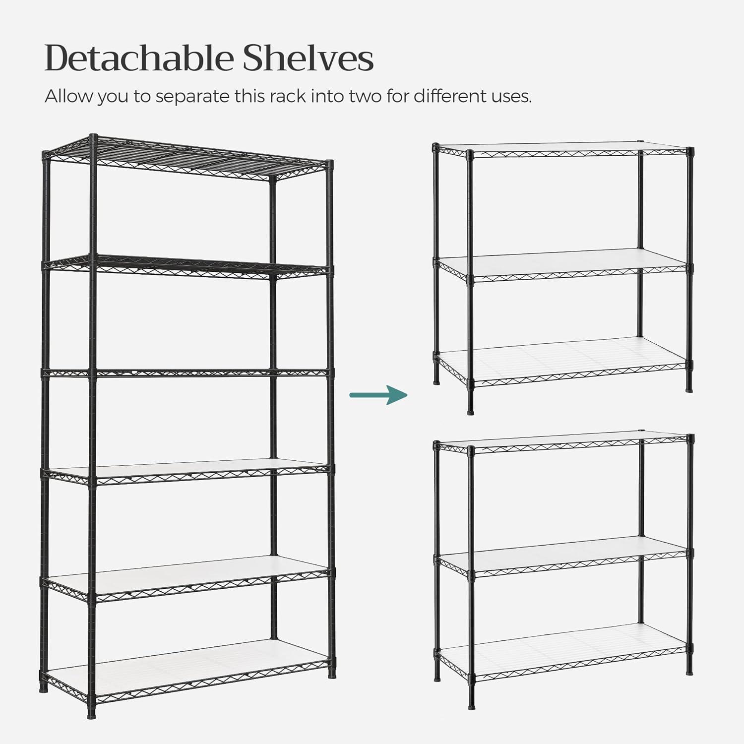 FDW  6-Tier Freely Assemble Wire Shelving Unit Heavy Duty Storage Rack Metal Shelf Garage Storage Shelves