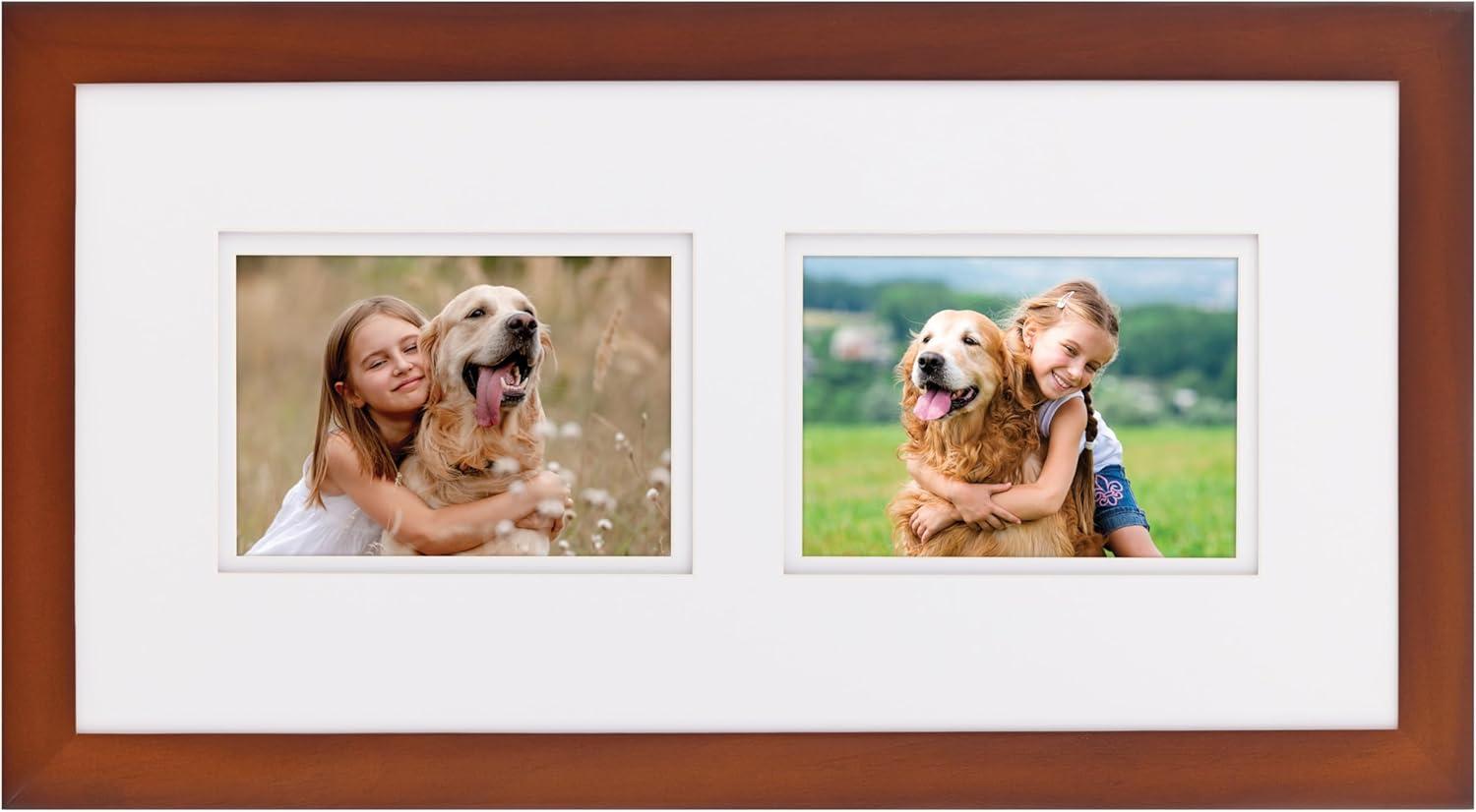 Gallery Solutions 5"x7" Double Mat Photo Frame Walnut Brown