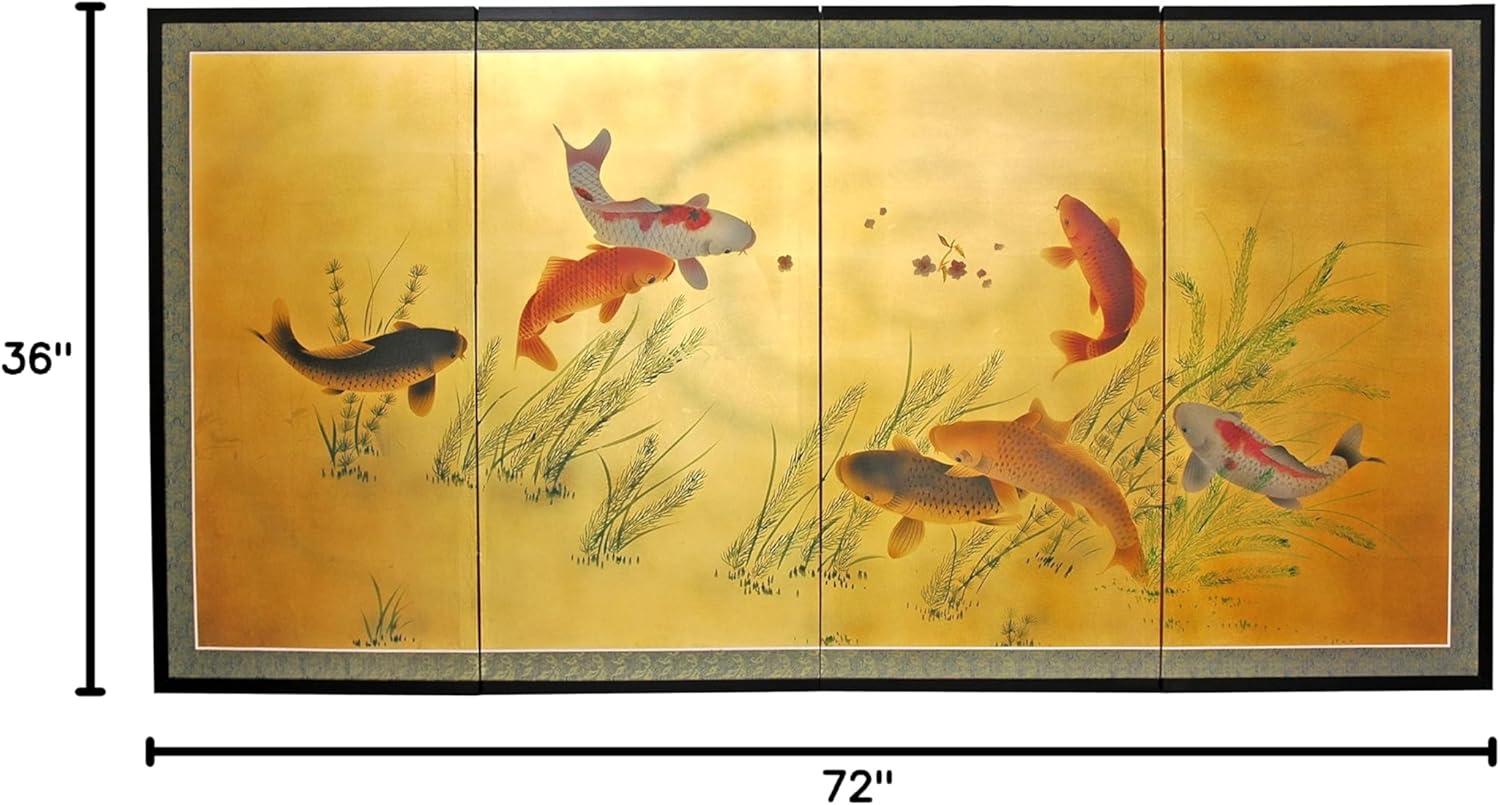 Oriental Furniture 36" Gold Leaf Seven Lucky Fish, wall art, wall décor, oriental item