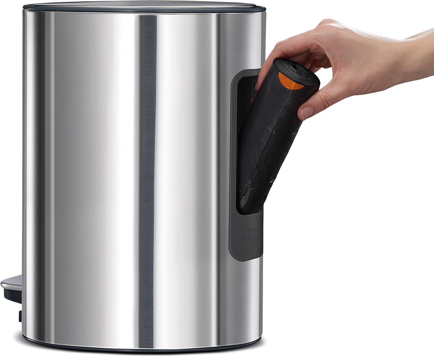 Joseph Joseph Easystore Luxe Stainless Steel 5L Step Trash Can with Integrated Liner Storage