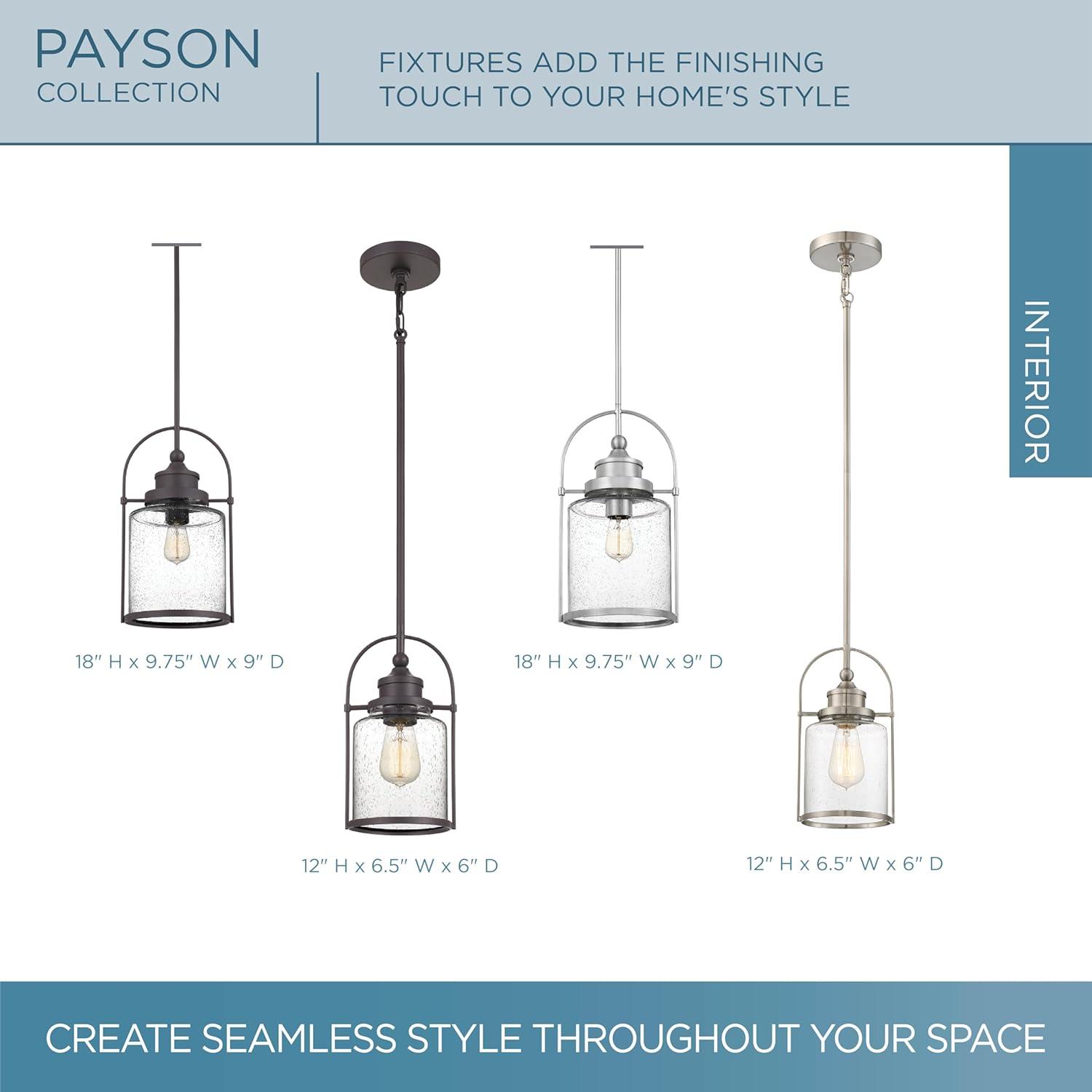 Payson Brushed Nickel 12" Mini Jar Pendant Light with Glass Shade