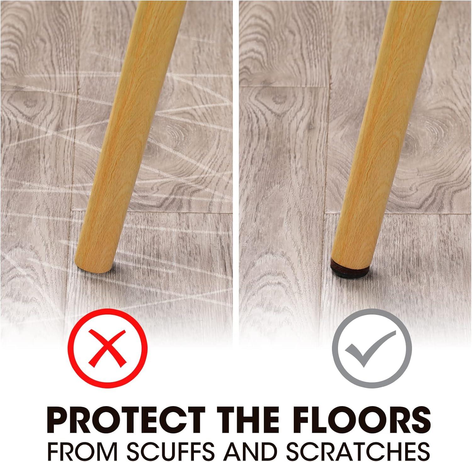 HAUSHOF 46-Piece Felt Furniture Pads, No Slip Furniture Pads Floor Protectors for Hardwood & Laminate Floors, Includes 2''(20pcs), 1.5''(5pcs), 1''(21pcs), Self-Adhesive, Anti-Scratch, Brown