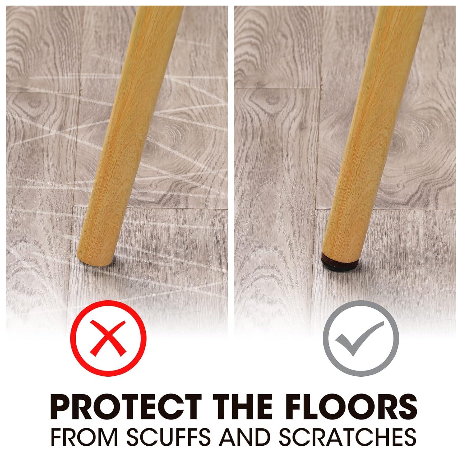 HAUSHOF 46-Piece Felt Furniture Pads, No Slip Furniture Pads Floor Protectors for Hardwood & Laminate Floors, Includes 2''(20pcs), 1.5''(5pcs), 1''(21pcs), Self-Adhesive, Anti-Scratch, Brown