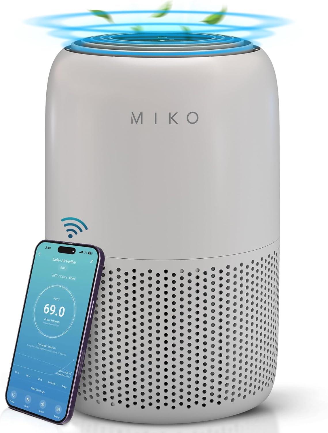 Miko Gray HEPA Air Purifier with Wi-Fi Control