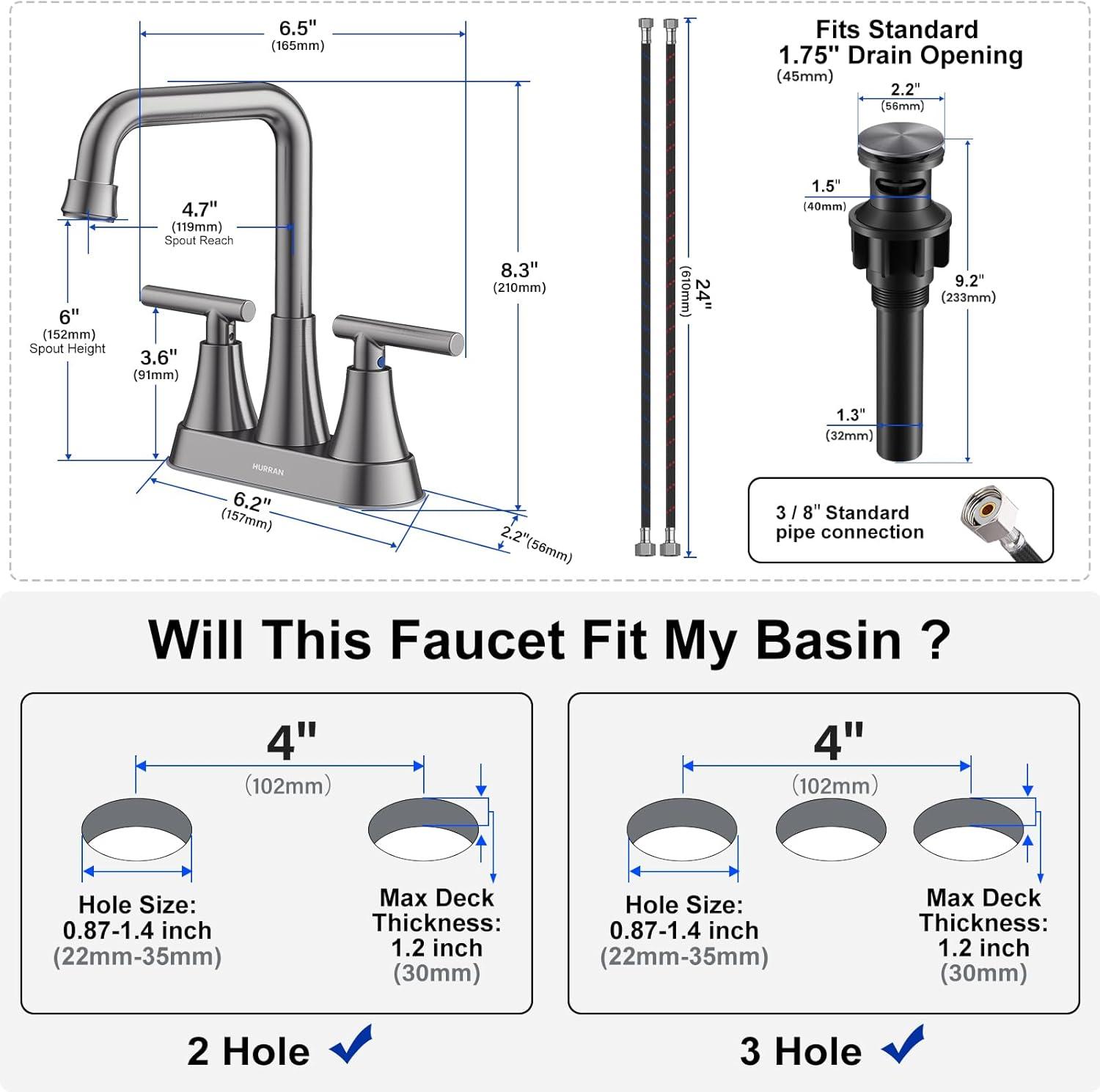 Brushed Grey Stainless Steel Bathroom Faucet with Pop-Up Drain