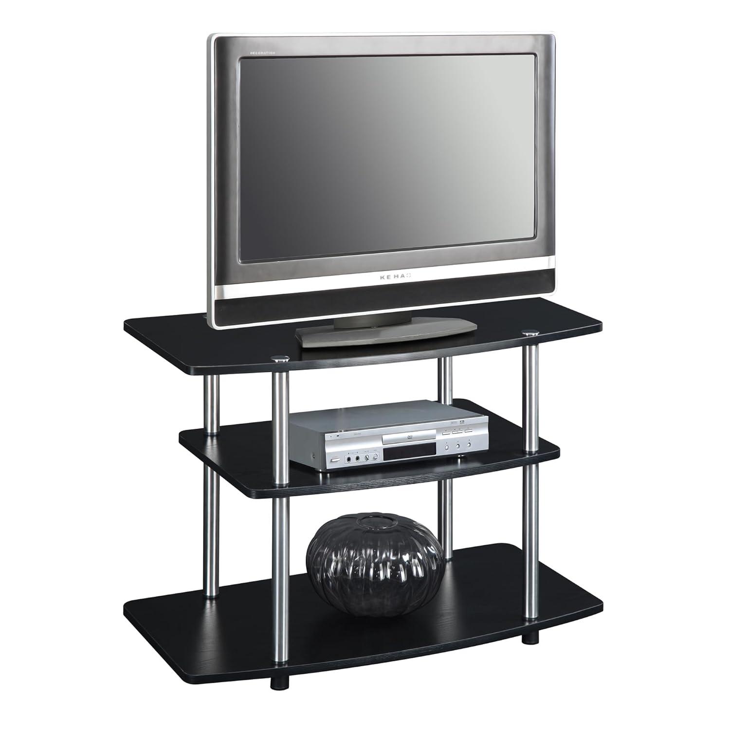 Convenience Concepts Designs2Go Three-Tier TV Stand in Black Wood Finish