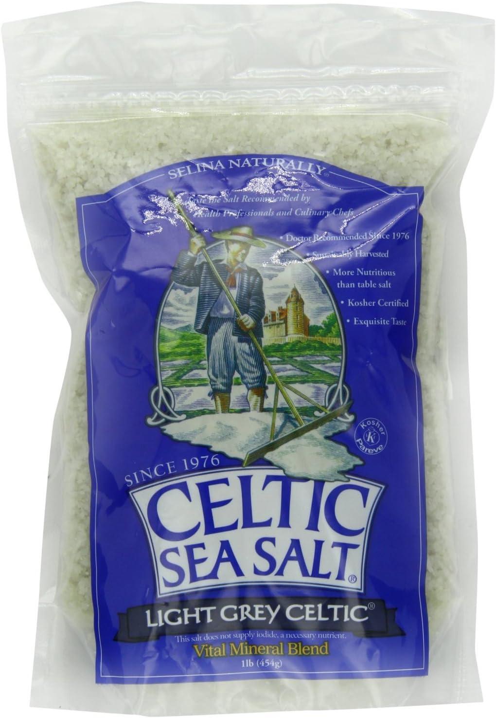 Celtic Sea Salt Light Grey Coarse Sea Salt, 16 oz Bag