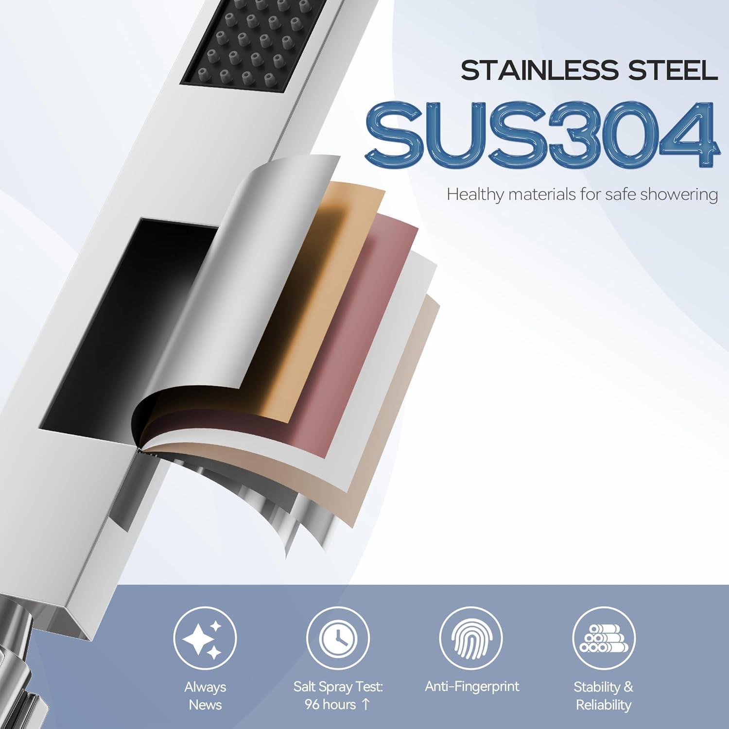 Rainier 22" Rainfall Complete Shower System with with Rainfall & Waterfall Spray, Handheld and Rough-in Valve Included