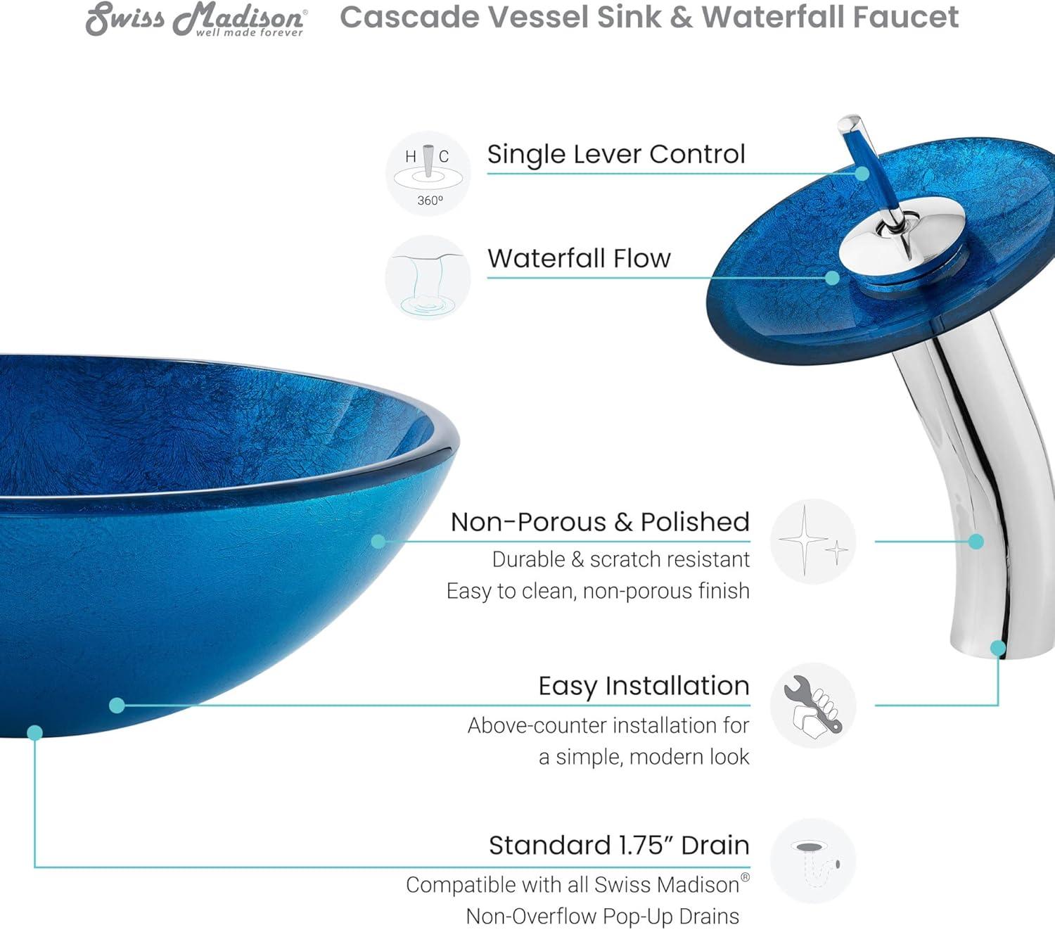 Cascade 16.5 Glass Vessel Sink with Faucet