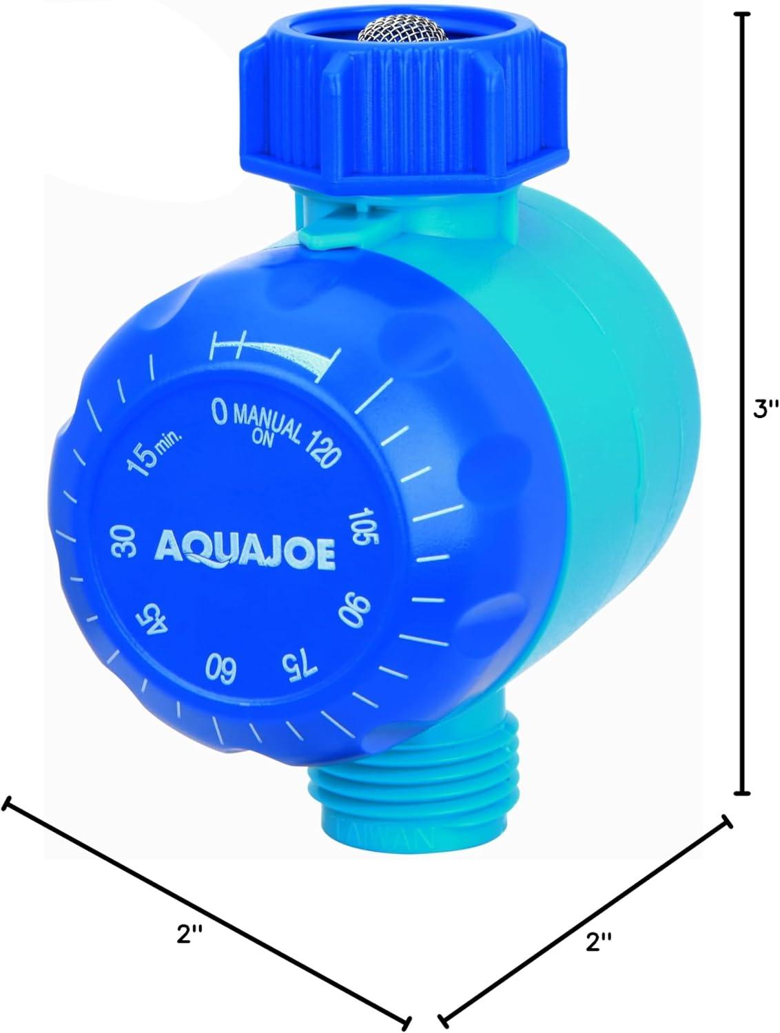 Restored Aqua Joe AJ-WTX2 Set of 2 Manual Water Timers Dual-Zone Coverage 2 Hours Max Timer Built-In Timer Bypass Function (Refurbished)