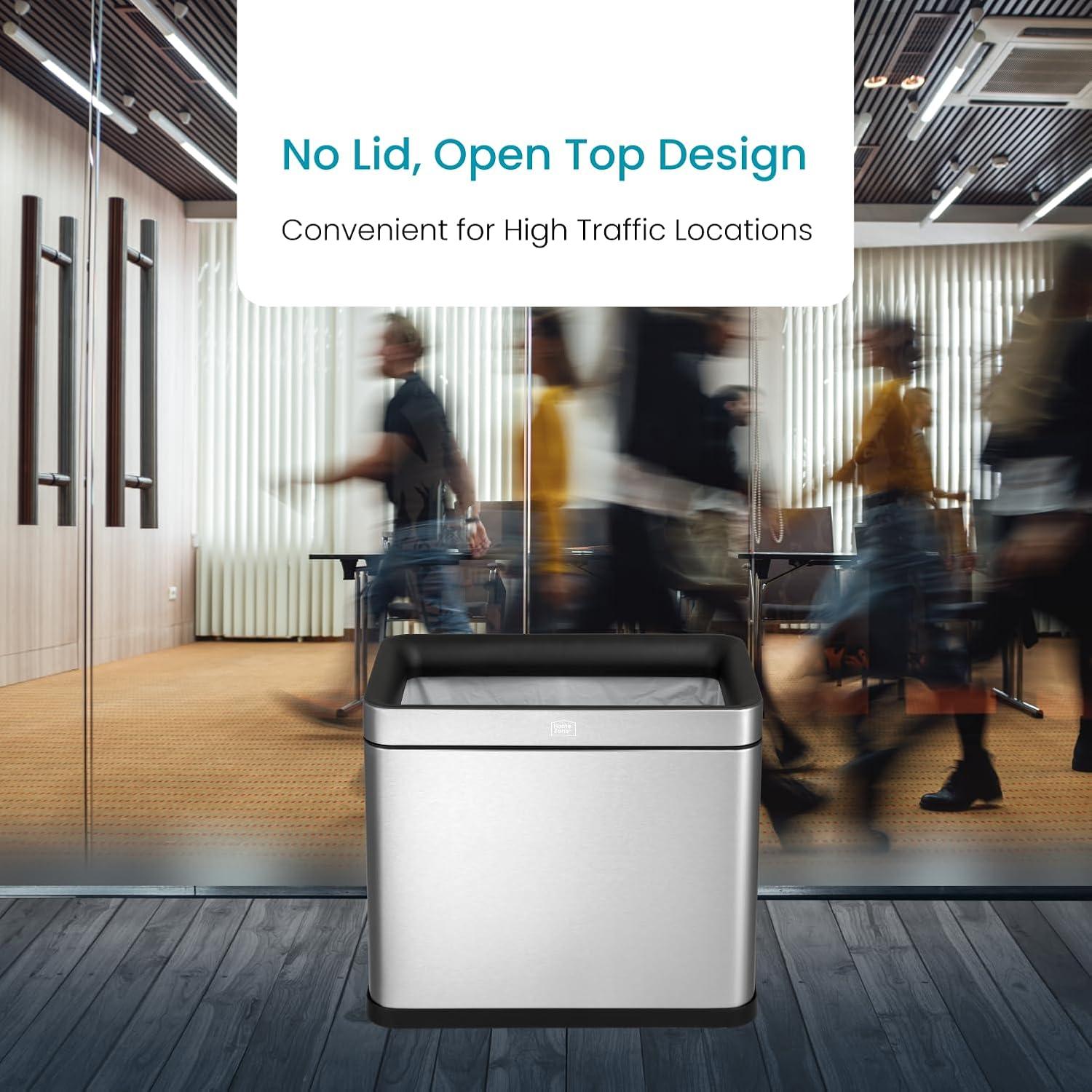 Home Zone Living Steel Open Kitchen Trash Can - 8.7 Gallons