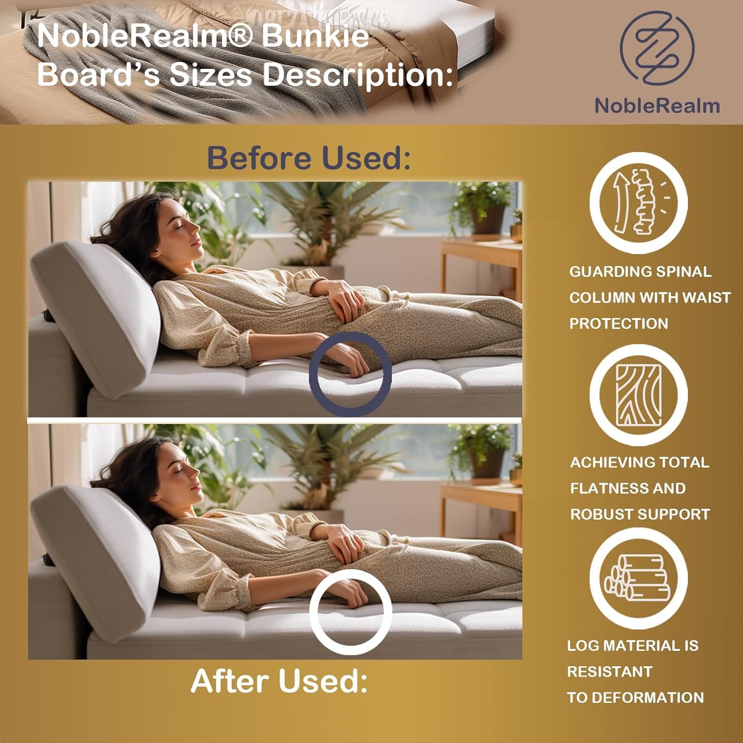 NobleRealm® Bunkie Board | Bed Boards for Under | Full Bed Support Board for Full Size Bed | Slats for Under Mattress Support | Easy Setup (46'x 76' Full Covered Full Size)