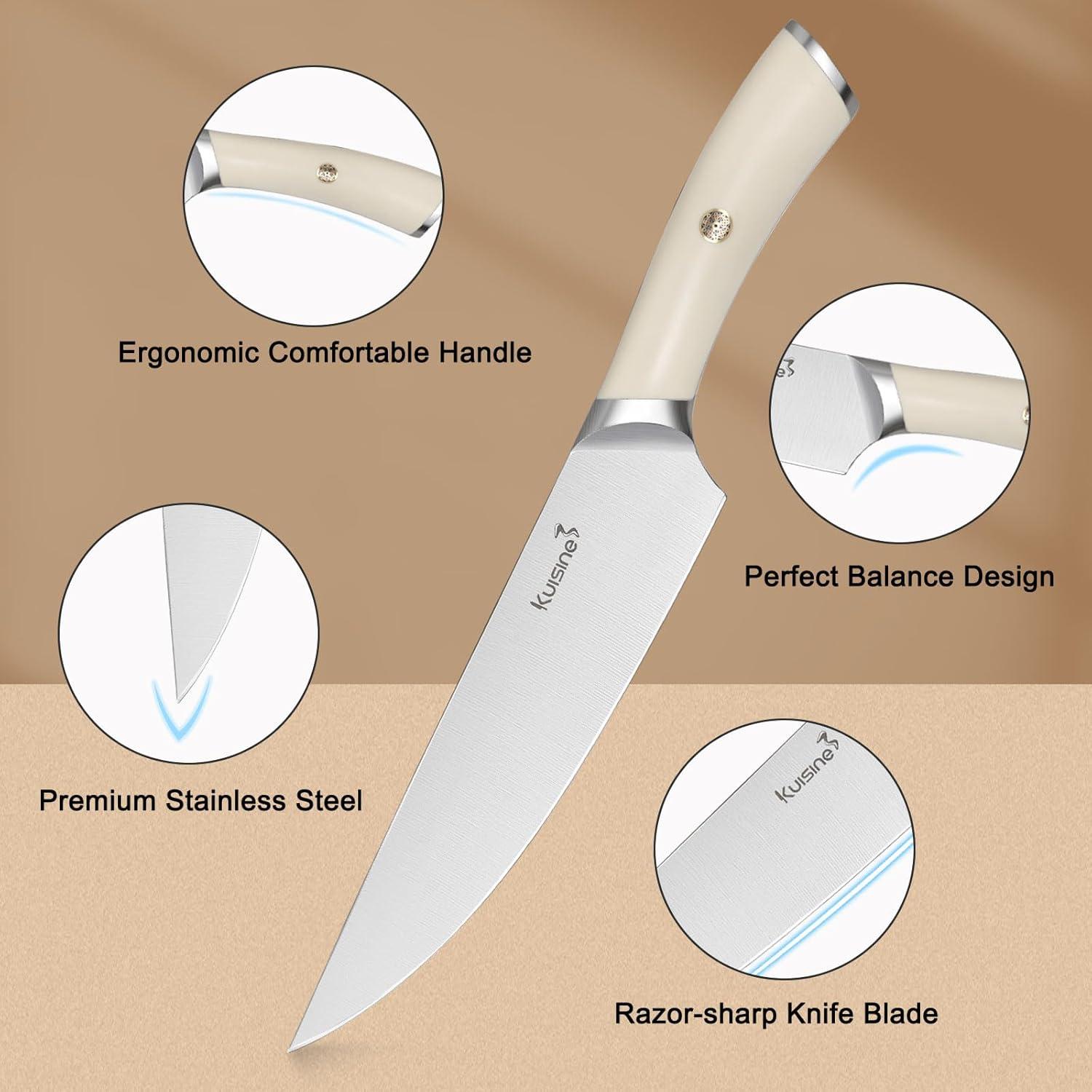 kuisine Kuisine 15-Piece Kitchen Knife Block Set Premium Stainless Steel