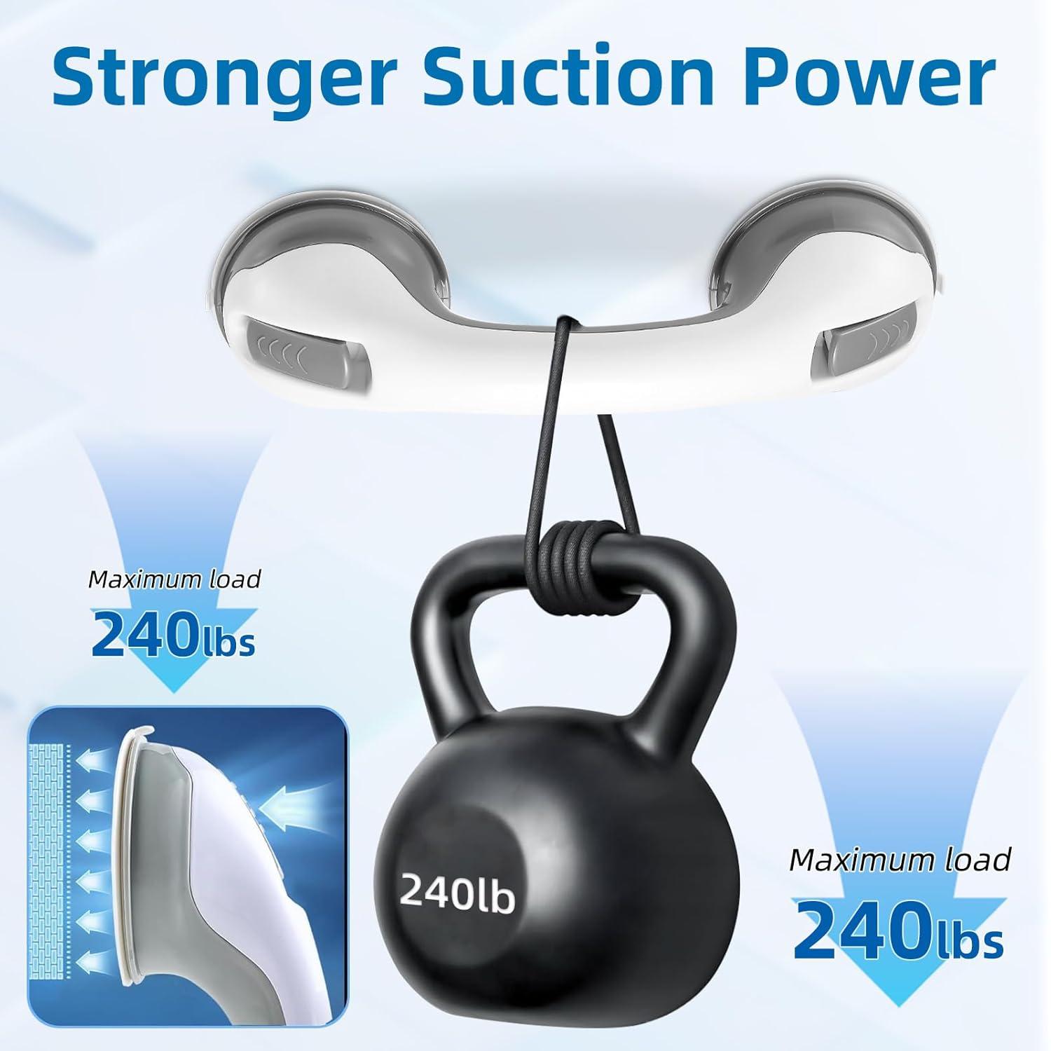 Grab Bars for Bathtubs and Showers, Zynuhmo 2 Pack 12 Inch Suction Safety Grab Bars for Senior and Elderly Assist Support Suction Cup Removable Handrails for Shower Chair No Drilling No Tools(Gray)