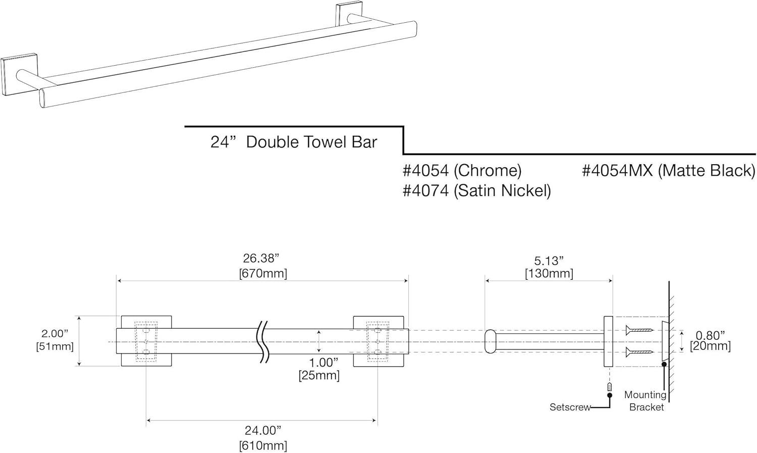 Elevate 24" Wall Mount Double Towel Bar | Towel Rack with 2 Bars