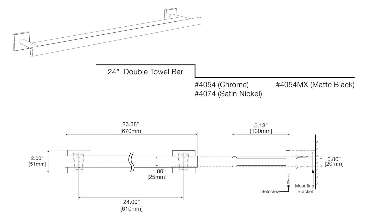 Elevate 24" Wall Mount Double Towel Bar | Towel Rack with 2 Bars