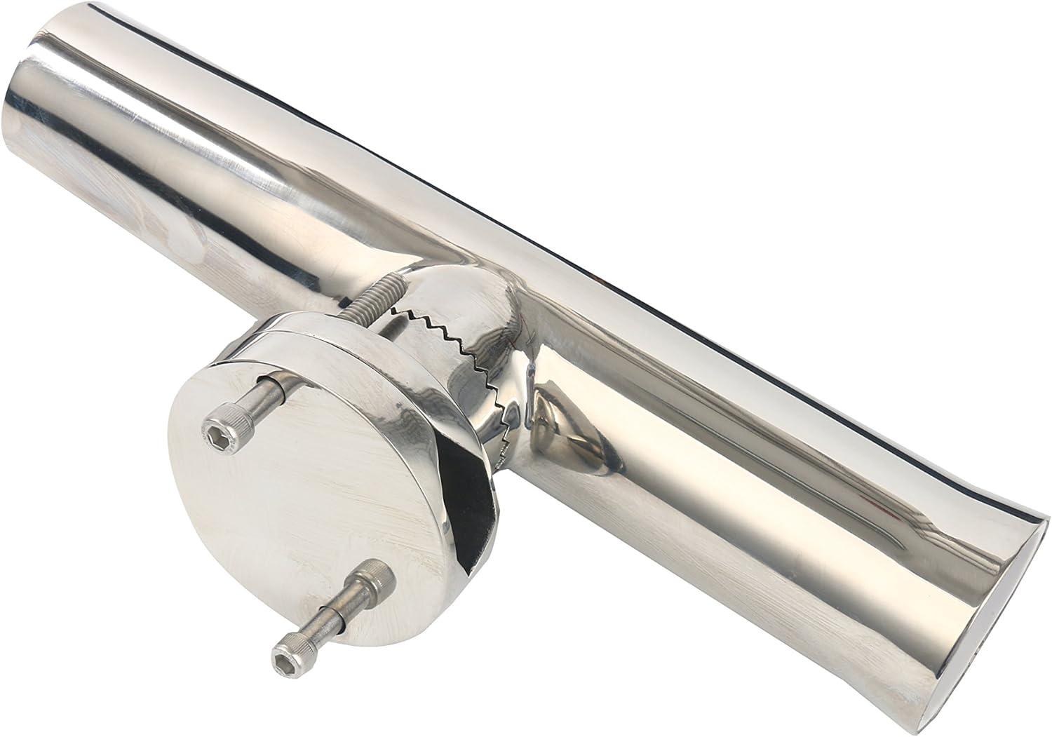 Amarine Made 2Pcs Fishing Rod Holder, Stainless Tournament Style Clamp on Rod Holder, Rail Mount Fishing Pole Holder for Rails 1-1/4" to 2"