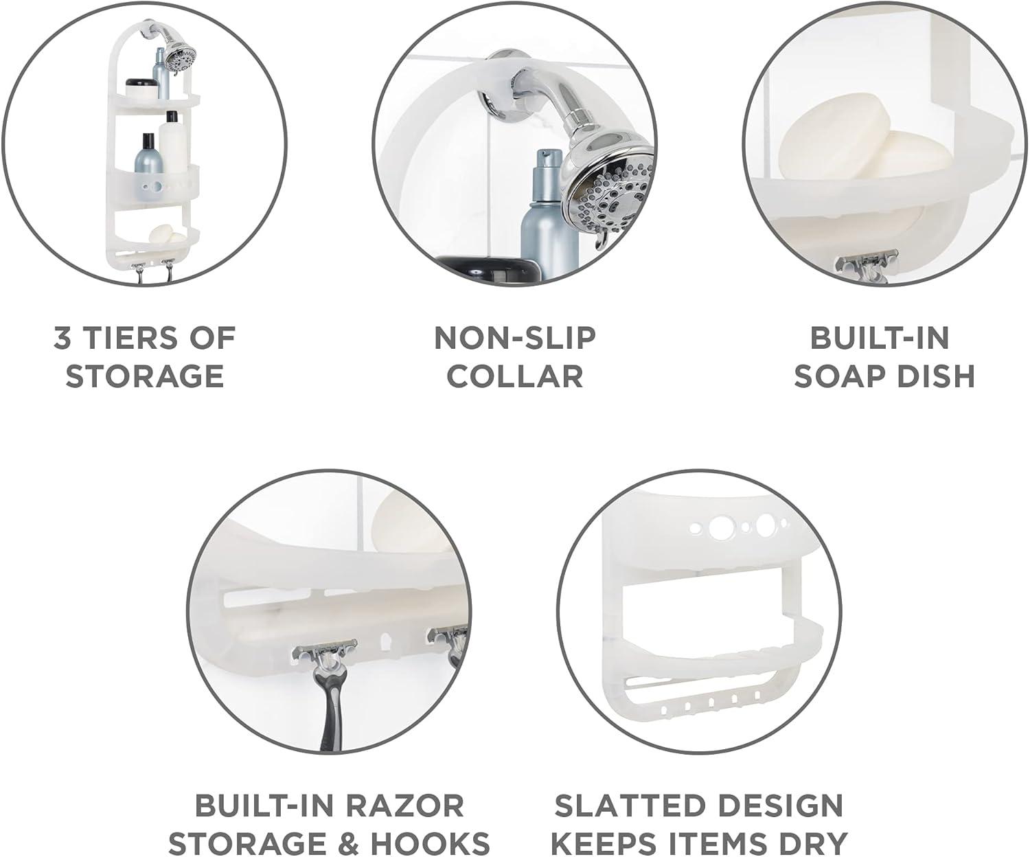 Zenna Home Large Over the Shower Caddy, Frosted