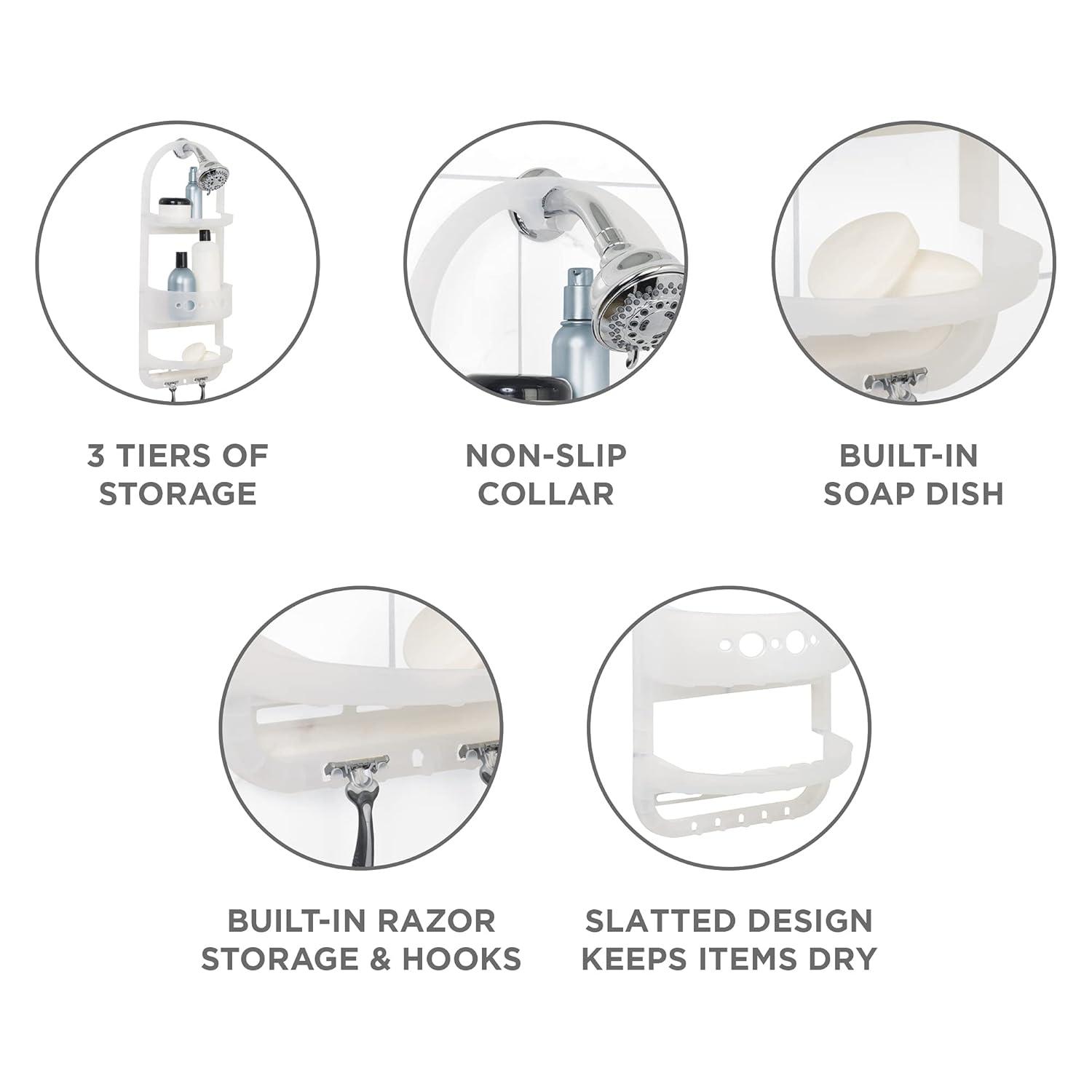 Zenna Home Large Over the Shower Caddy, Frosted