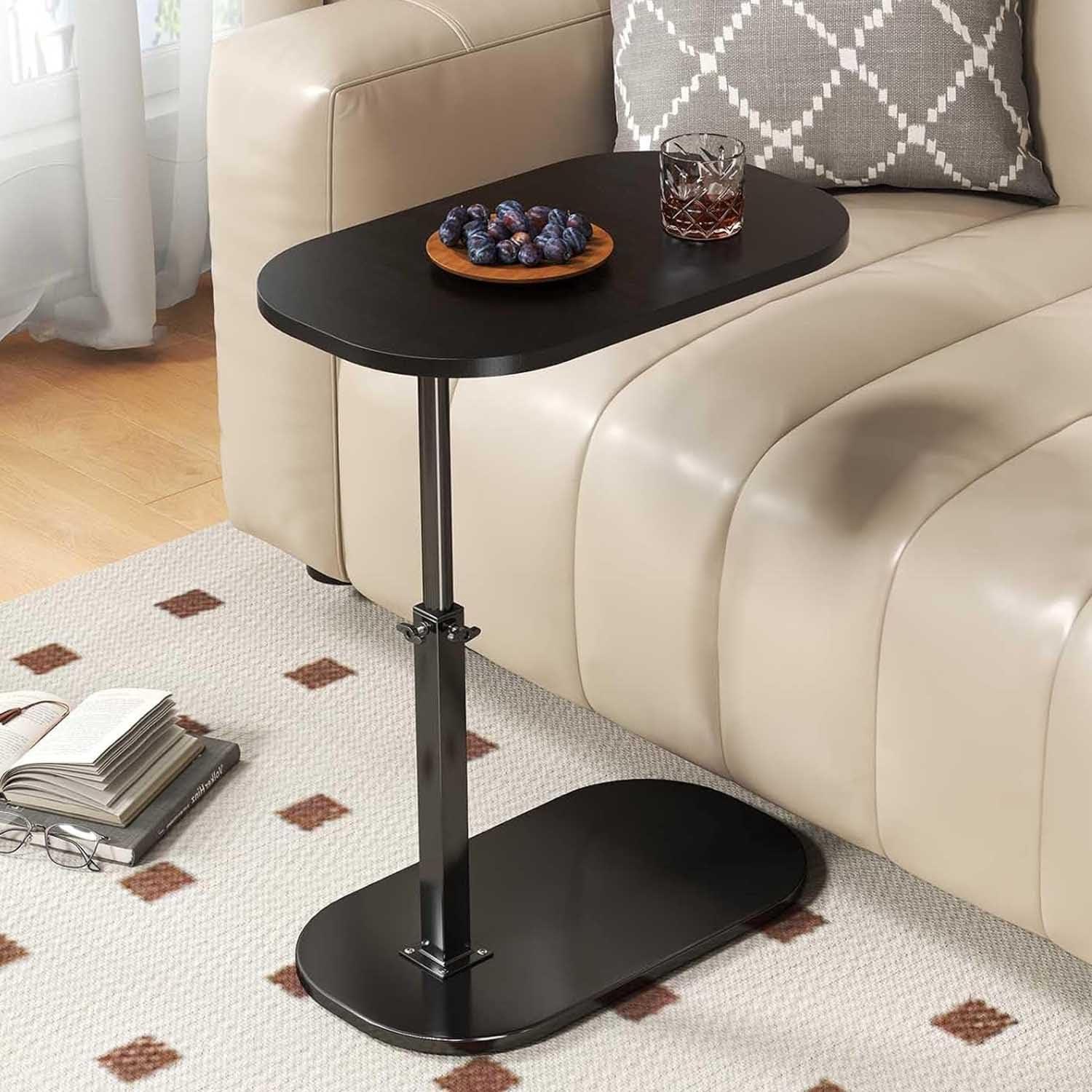 17 Stories C Shaped Side Table,Adjustable Height C Table End Table For Couch,360°Swivel Couch Side Tables Slide Laptop Desk For Sofa/Bed/Bathtub/Rotating Tabletop