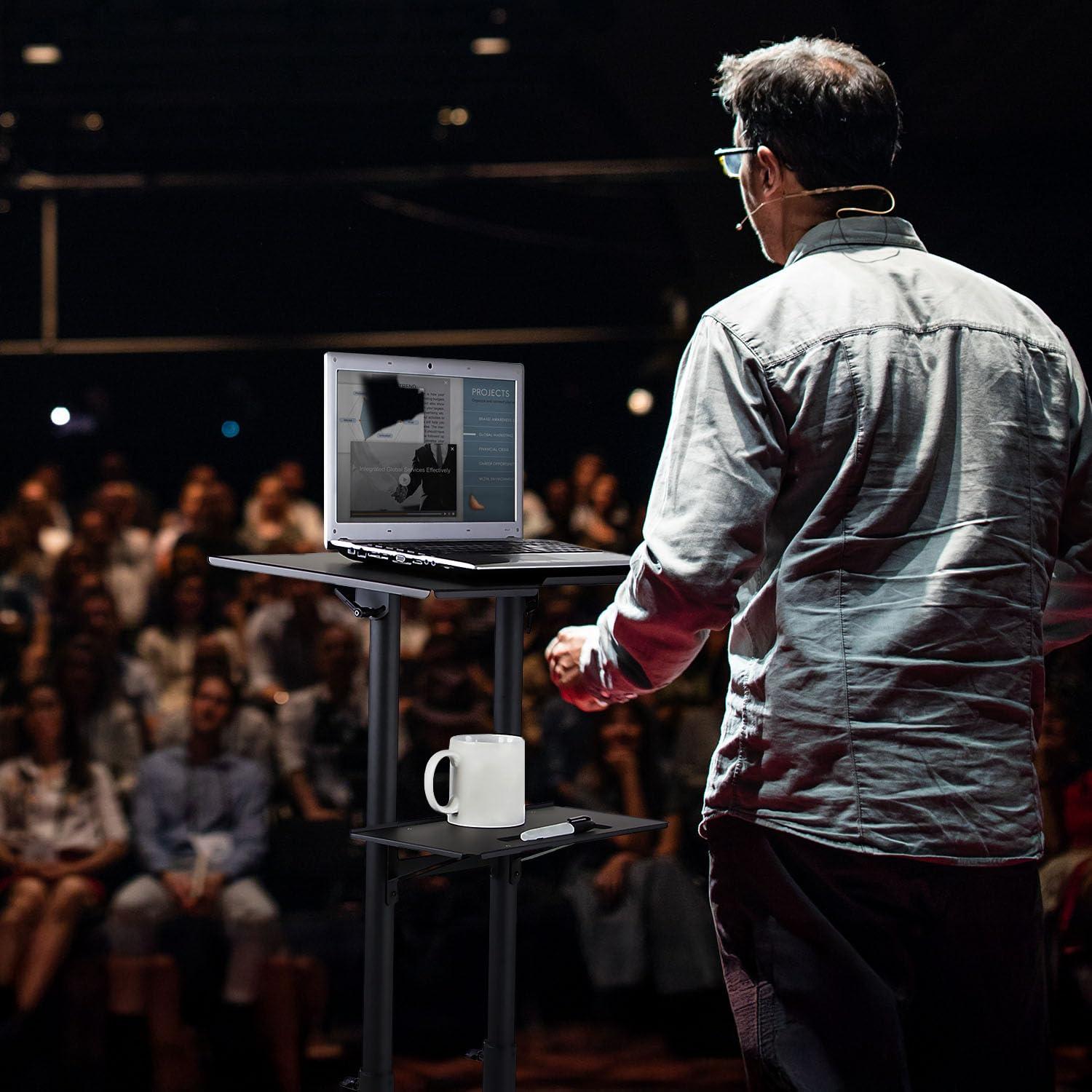 Mount-It! Mobile Standing Height Desk, Portable Podium and Rolling Presentation Lectern