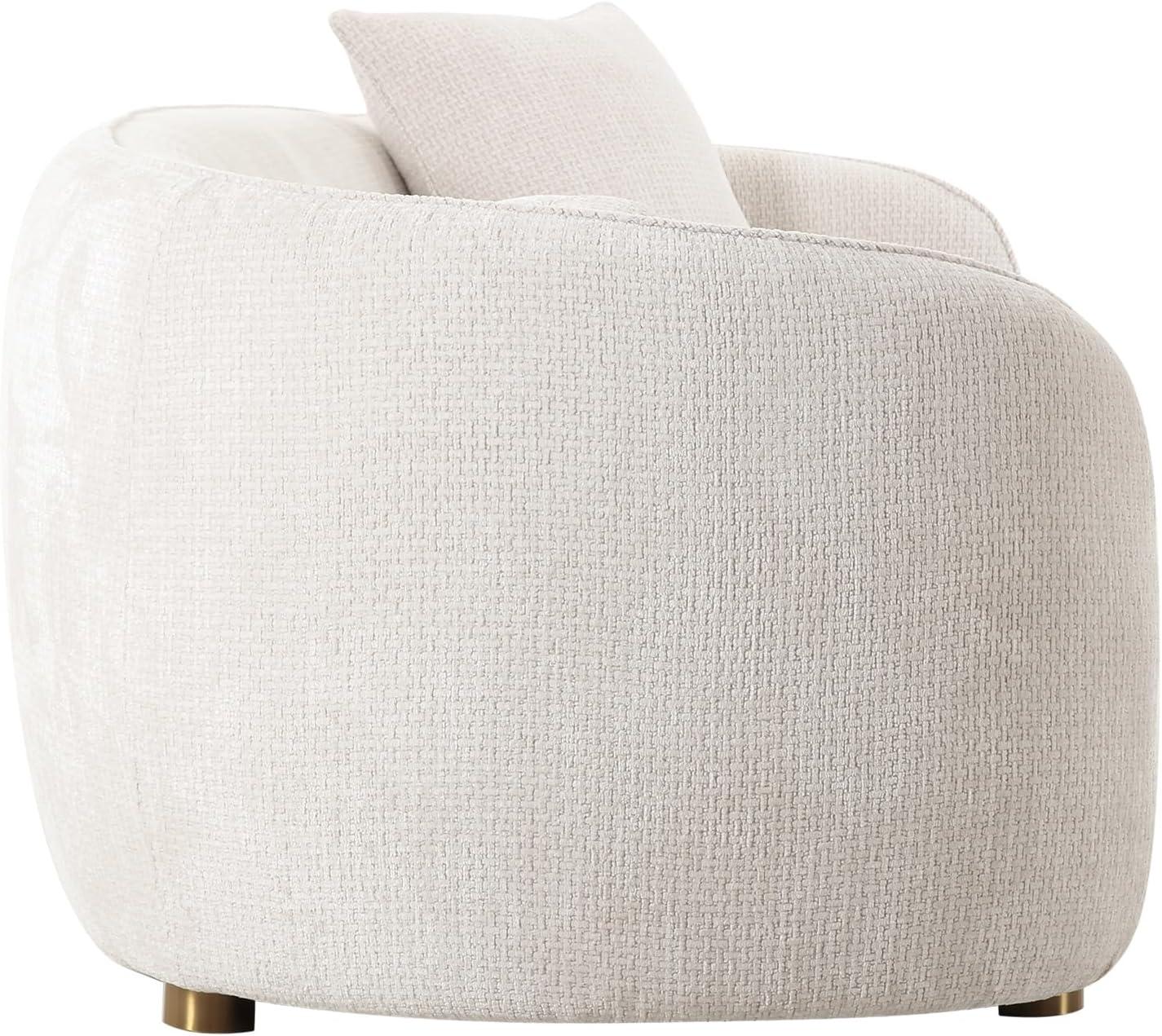 Pasargad Home Zarina Upholstered Modern Sofa with 2 Pillows, Ivory