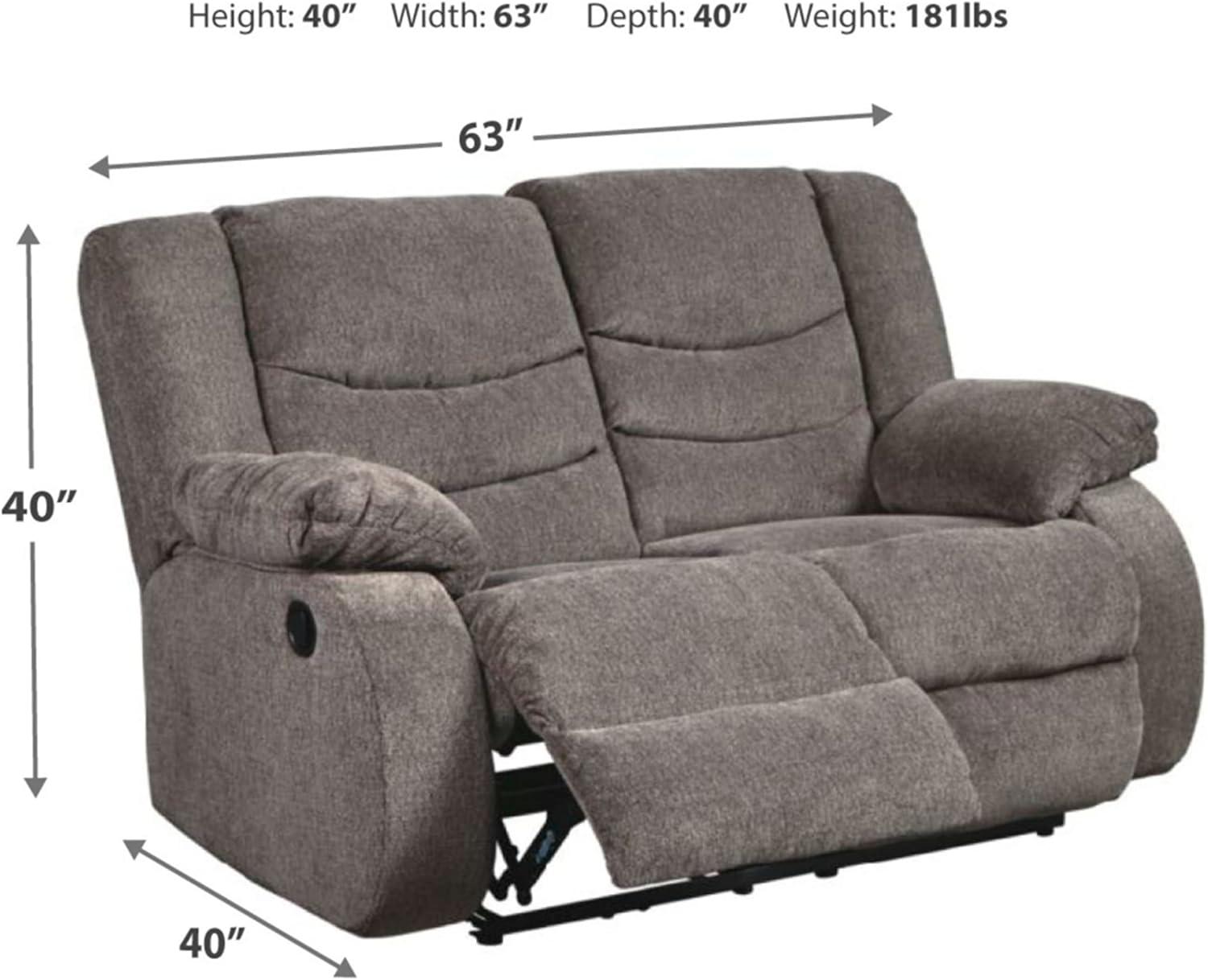 Gray Fabric Manual Reclining Loveseat with Pillow-top Arms