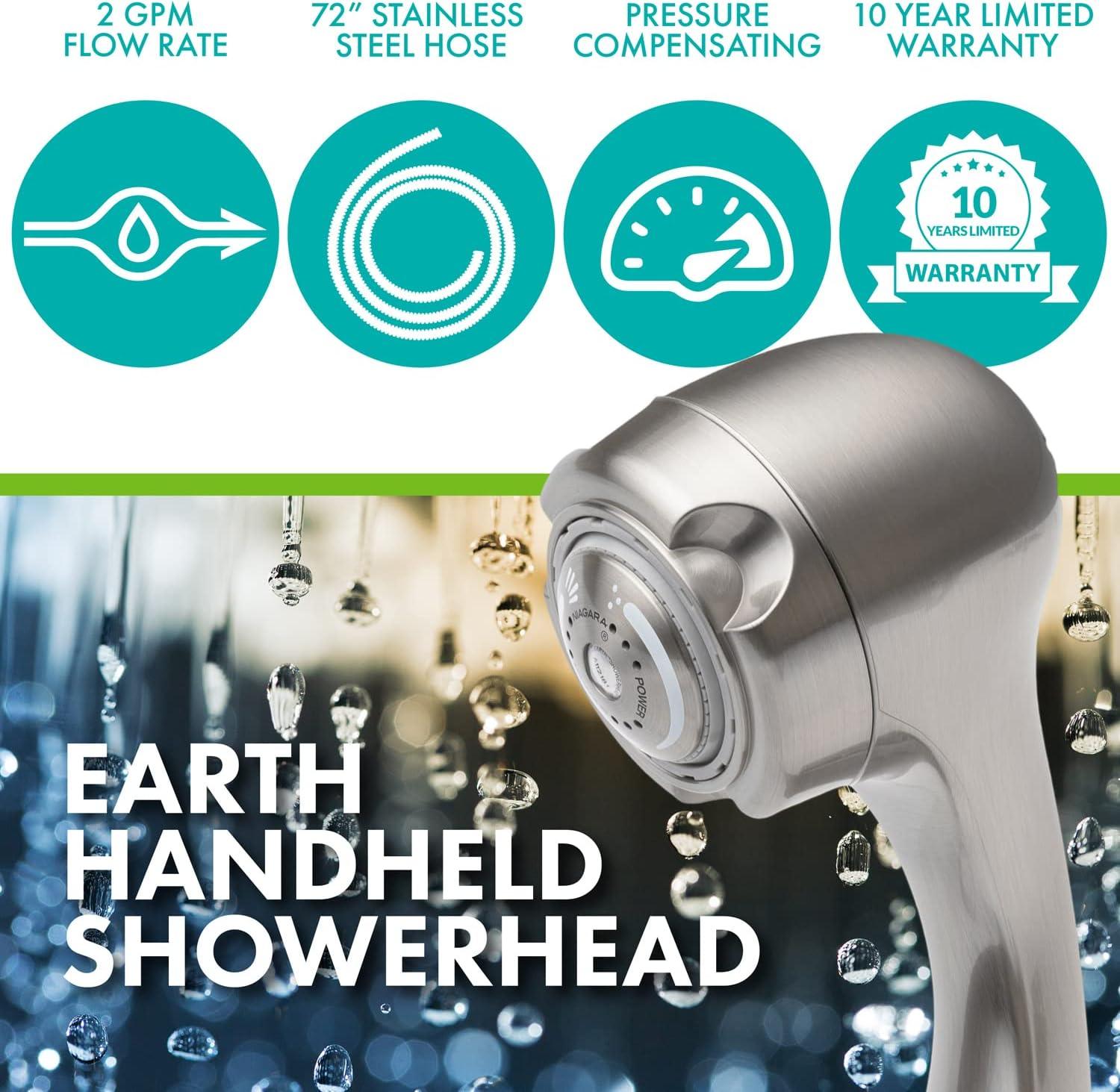 Brushed Nickel Wall Mounted Handheld Shower Head with Adjustable Jet Spray