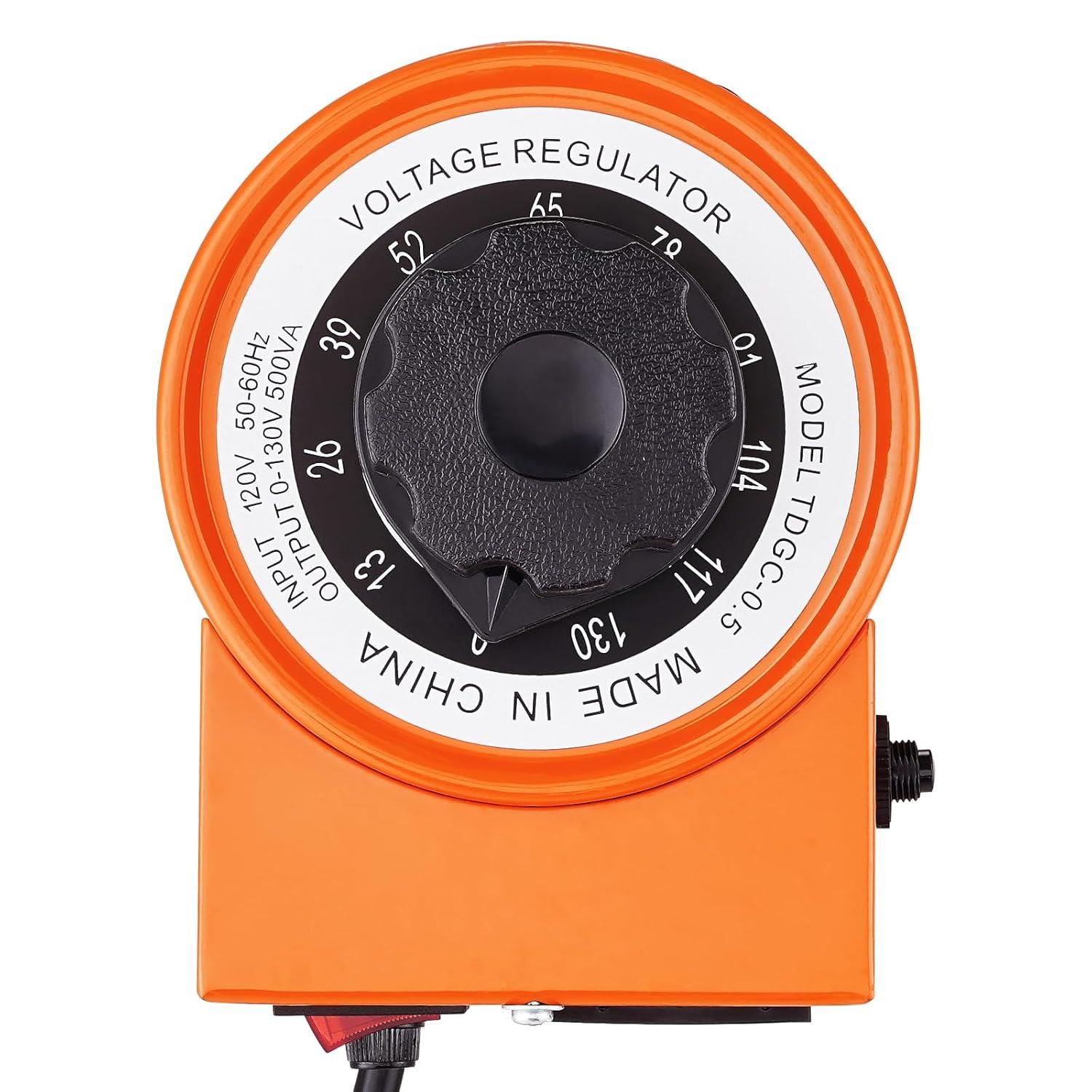 VEVOR 500VA Auto Variable Voltage Transformer, 15.3 Amp, 110V Input 0-130V Output AC Voltag