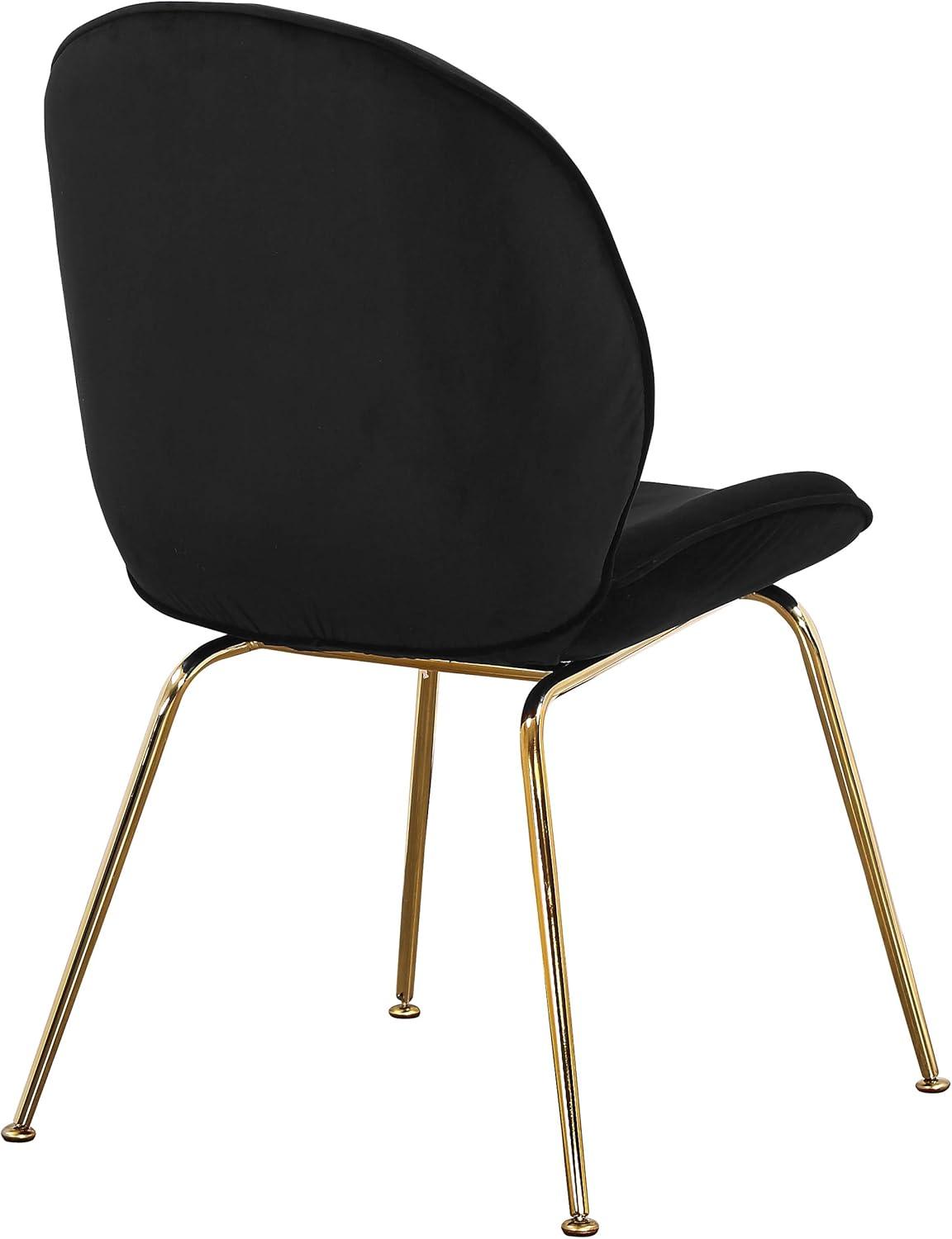 Parisian Noir Velvet Upholstered Dining Chair with Gold Metal Legs