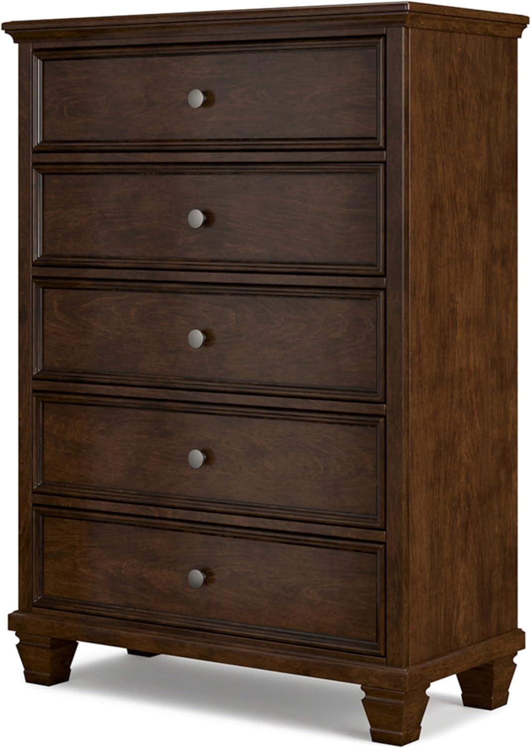 Danabrin Dark Brown 5-Drawer Chest with Dovetail Drawers