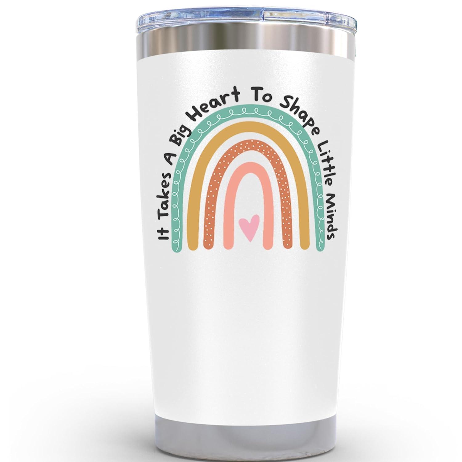 Teacher Gifts Coffee Mug - It Takes a Big Heart to Shape Little Minds 20oz Tumbler/Mug with Handle - Cute Idea for Appreciation Week, Women, Teaching, Best, Thank You, Birthday, Valentines Day